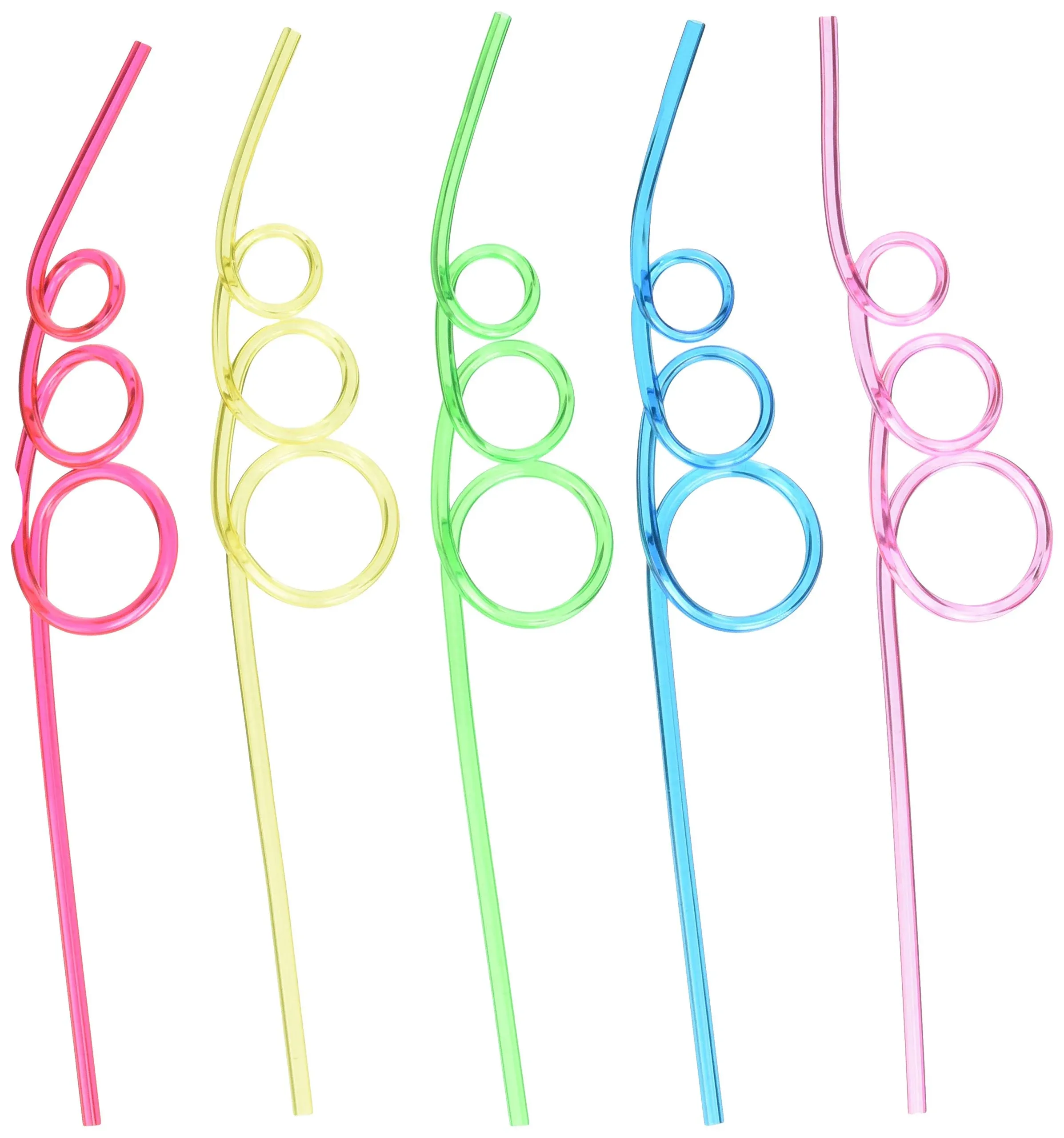 Rhode Island Novelty Crazy Loop Straws, 12 Pack, Assorted Colors