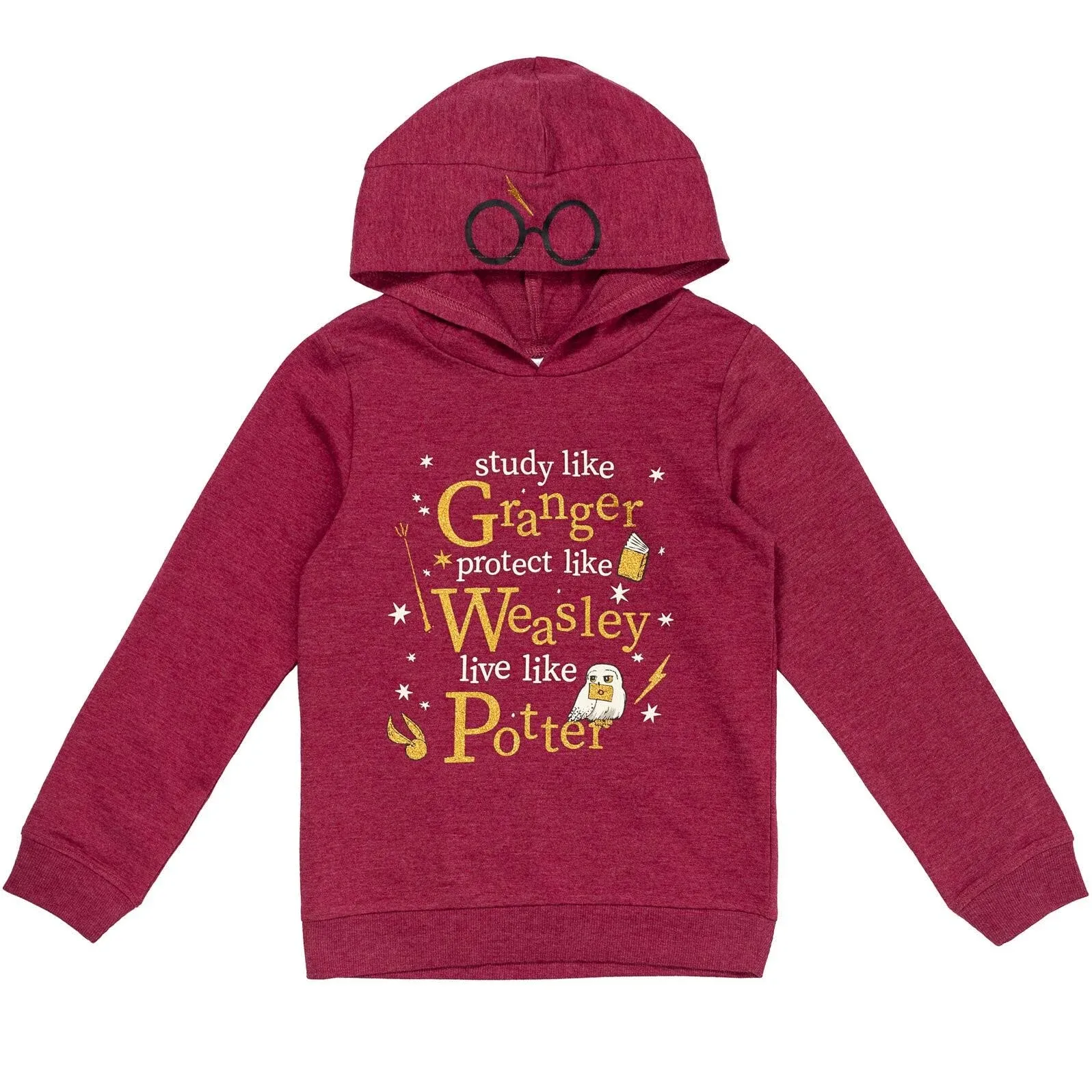 Harry Potter Little Girls French Terry Pullover Hoodie Red 6-6X