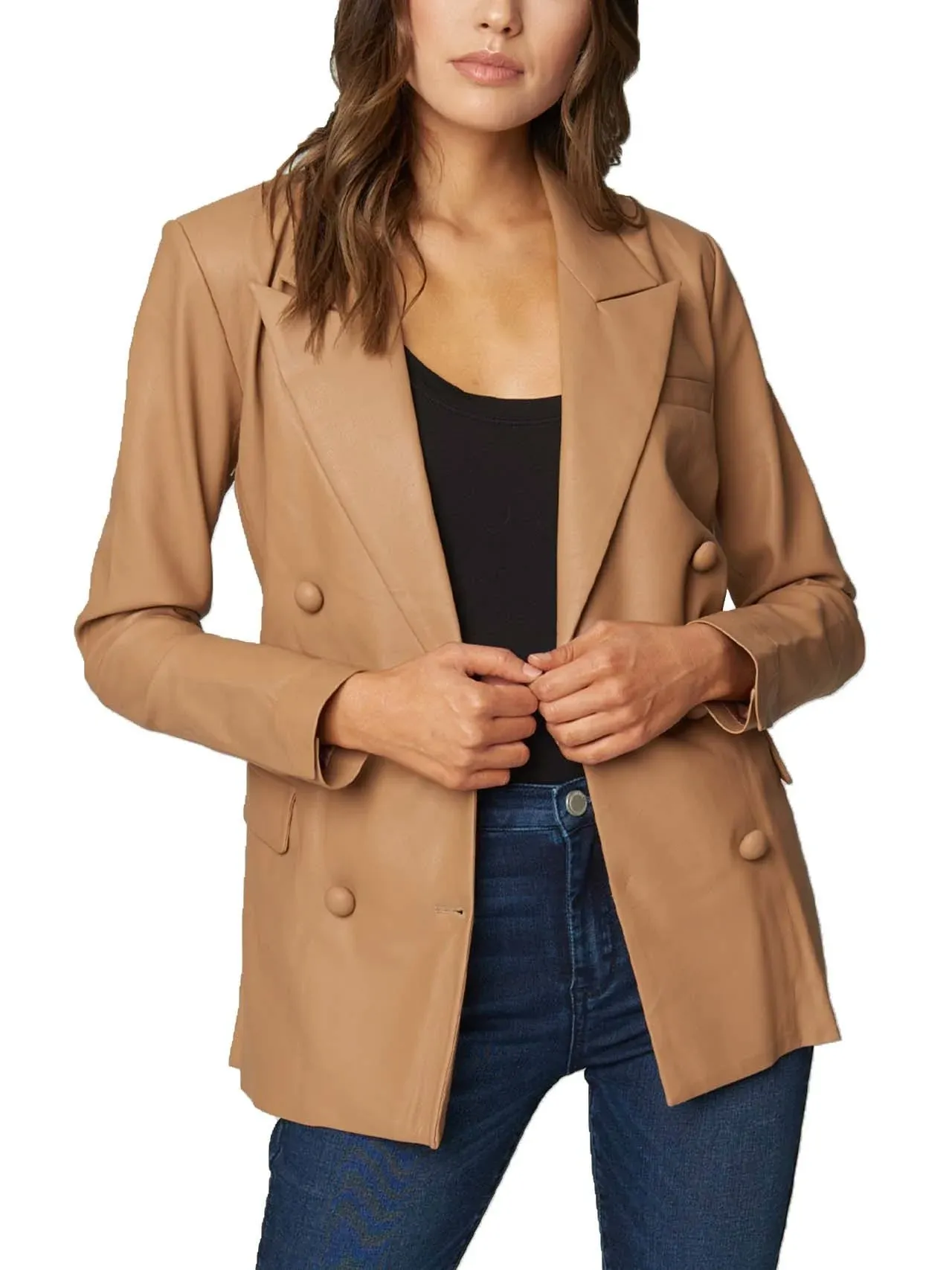 Sleek Vegan Leather Blazer