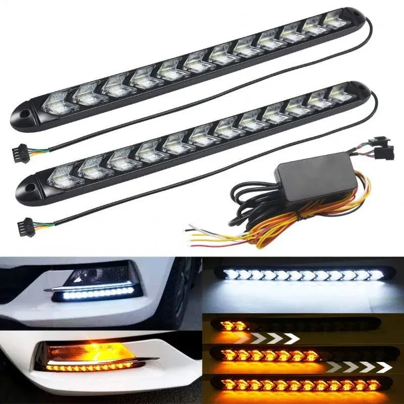 Boodlied 2pcs Arrow LED DRL Strip Switchback 12.4inch Long Super Bright 2835 ...