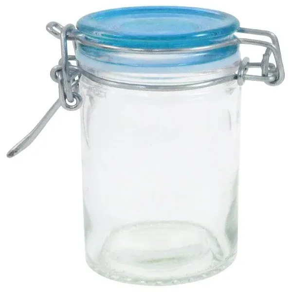 Mini Mason Jar Glass Container with Air Tight Lid - Great for Storing Blue 