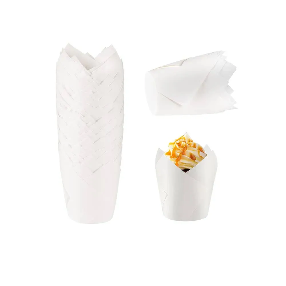 Xinlife White Cupcake Liners 100Count Tulip Cupcake Liners Standard Tulip Bak...