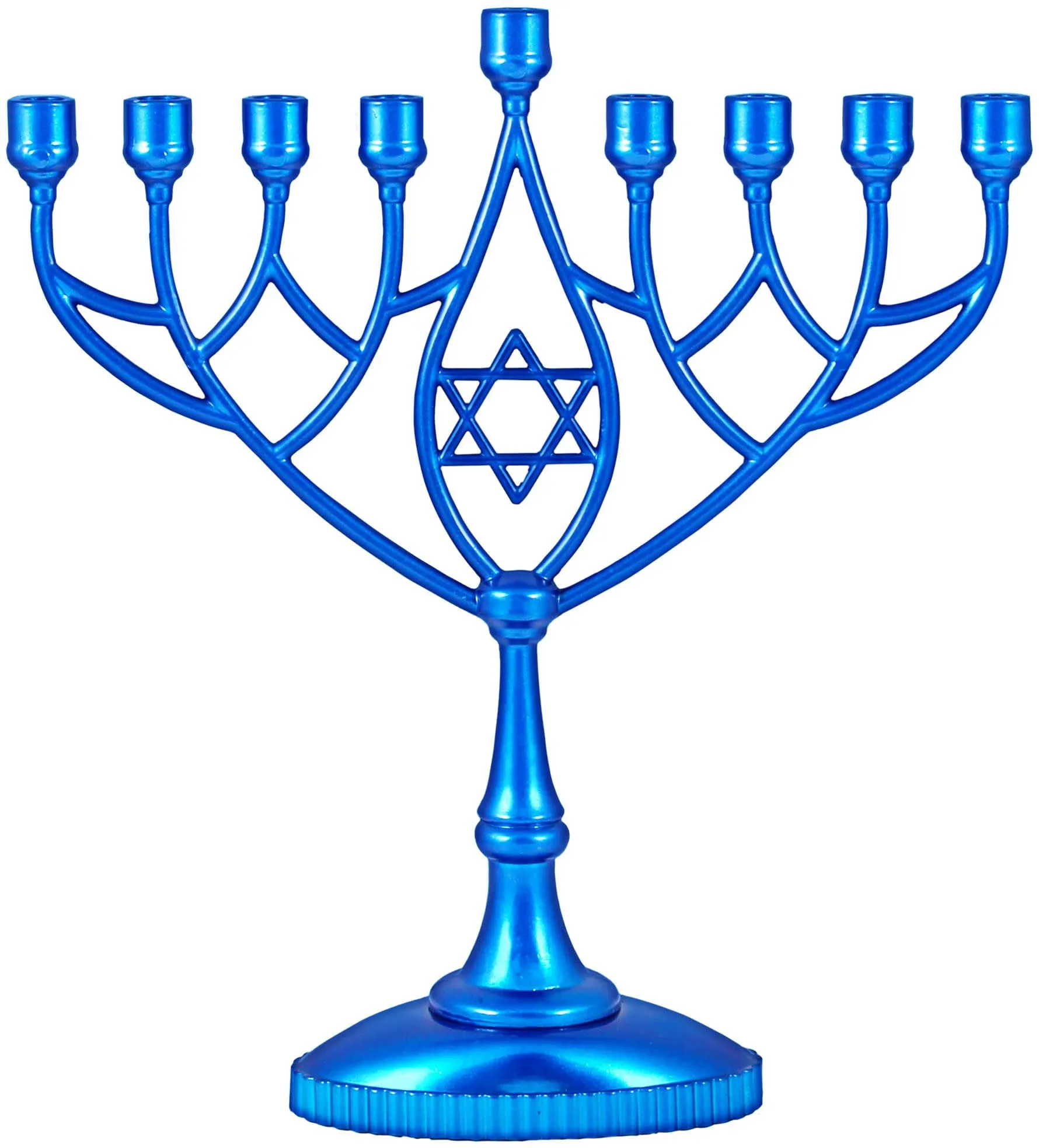 Zion Judaica Classic Geometric Menorah Chanukiah 9&#034; Silver Plated Chanukah Ca...