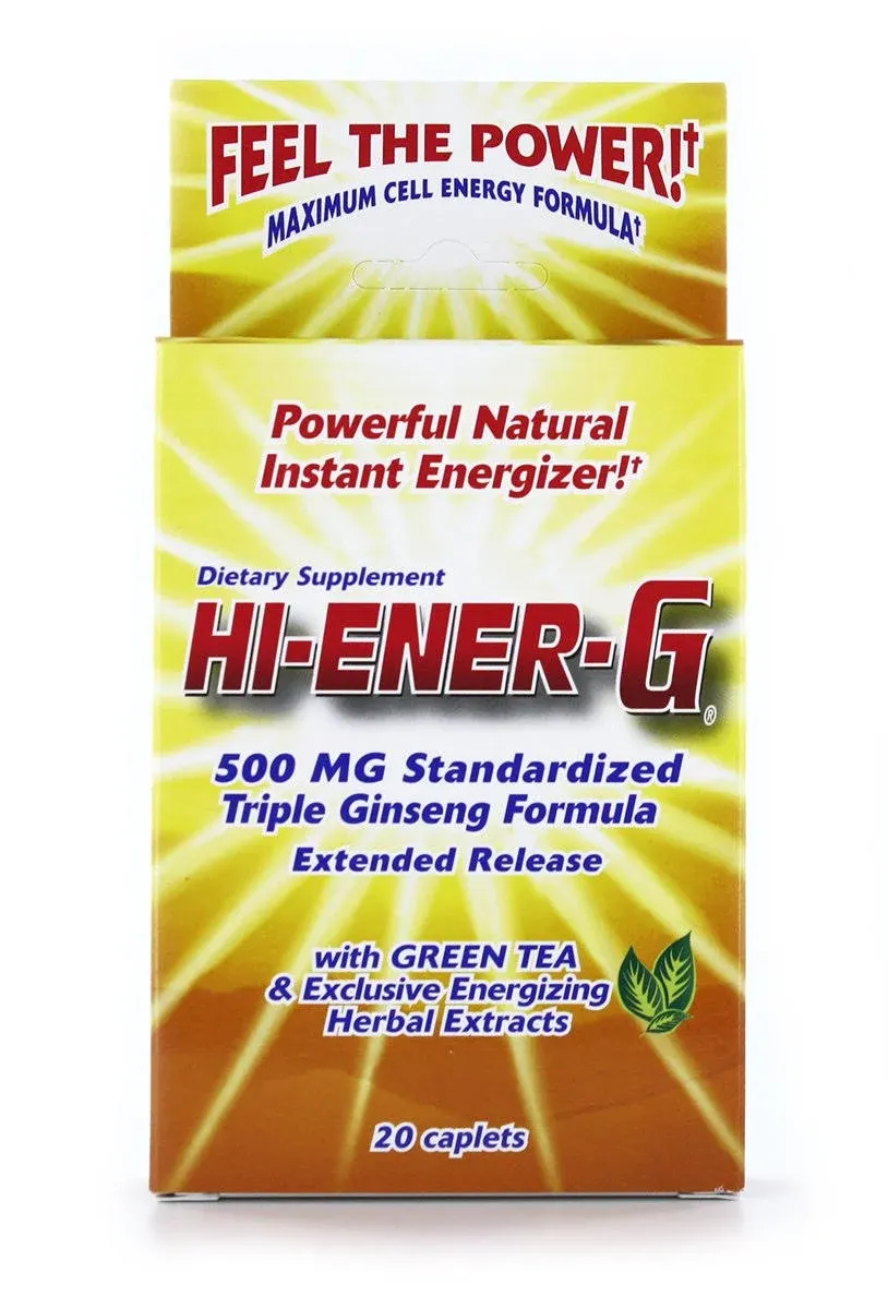 Hi-Ener-G Triple Ginseng Formula Caplets, 500mg - 20 ct