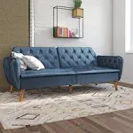 Novogratz Tallulah Memory Foam Futon, Blue Velvet