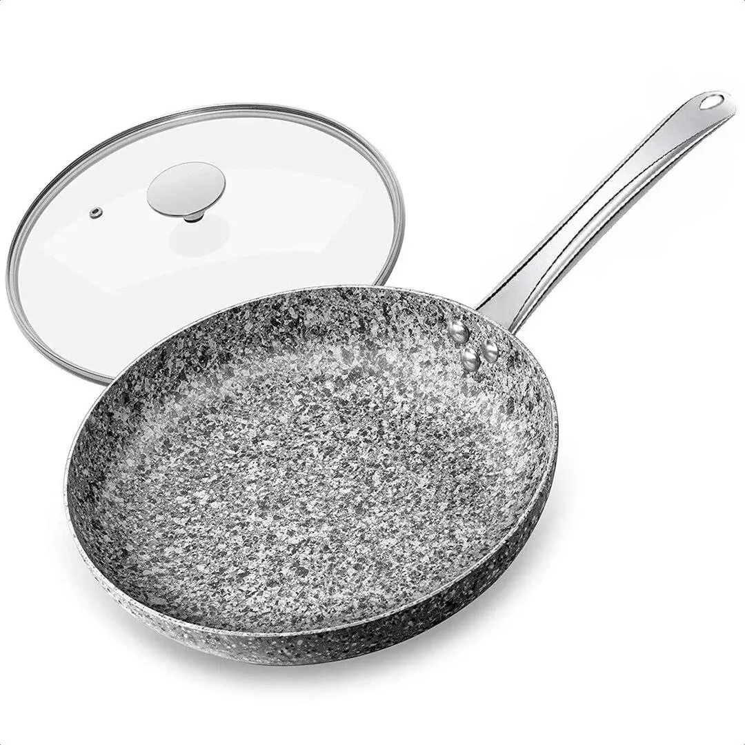 KOCHSYSTEME-05<wbr/>1027 8&#034; Non-Stick Granite Skillet Aluminum Frying Pan w/ Lid