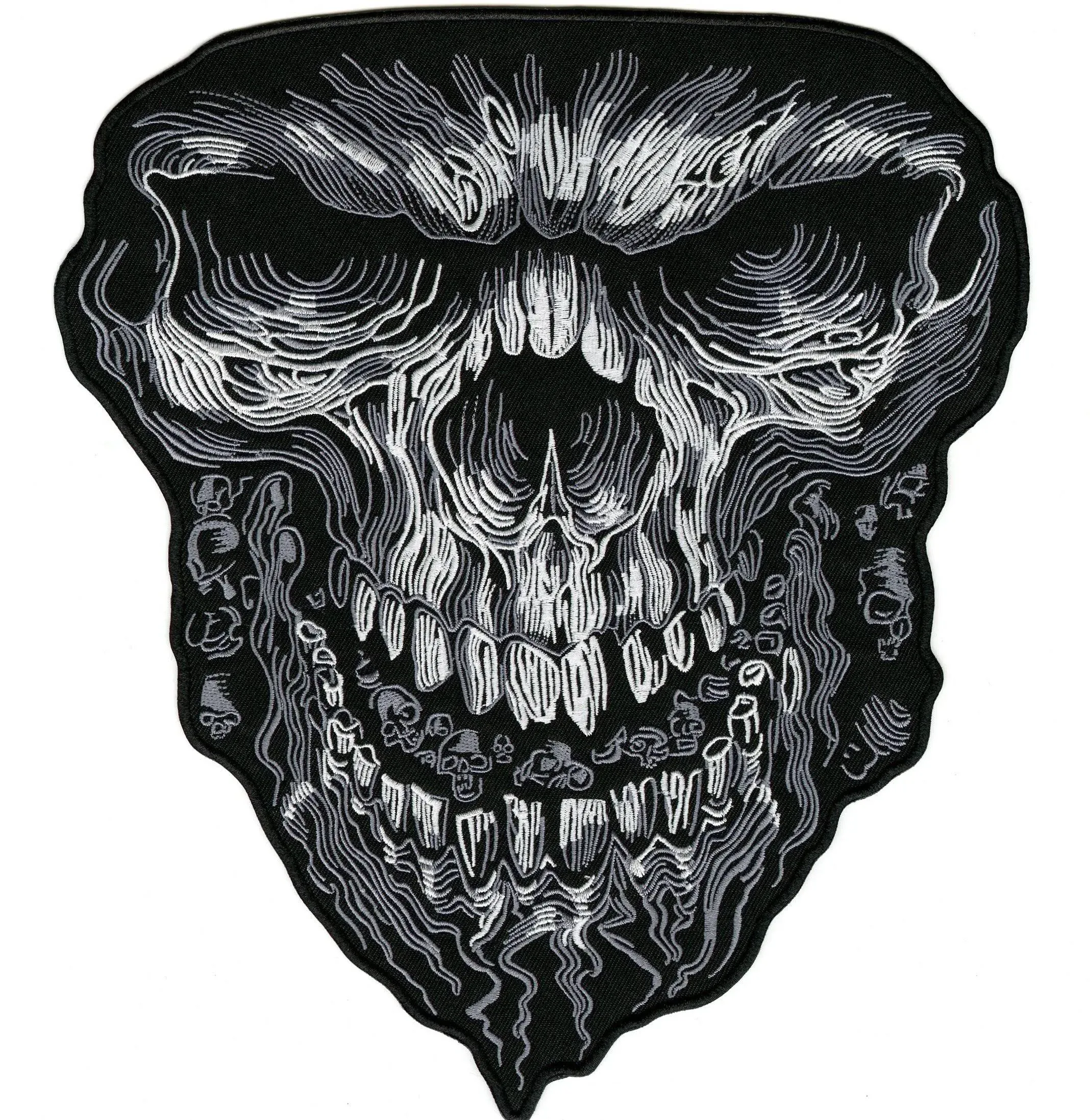 Evil Skull Patch 11" | Metal Head Wicked Halfskull Realistic Hollow Goth Skeleton ...