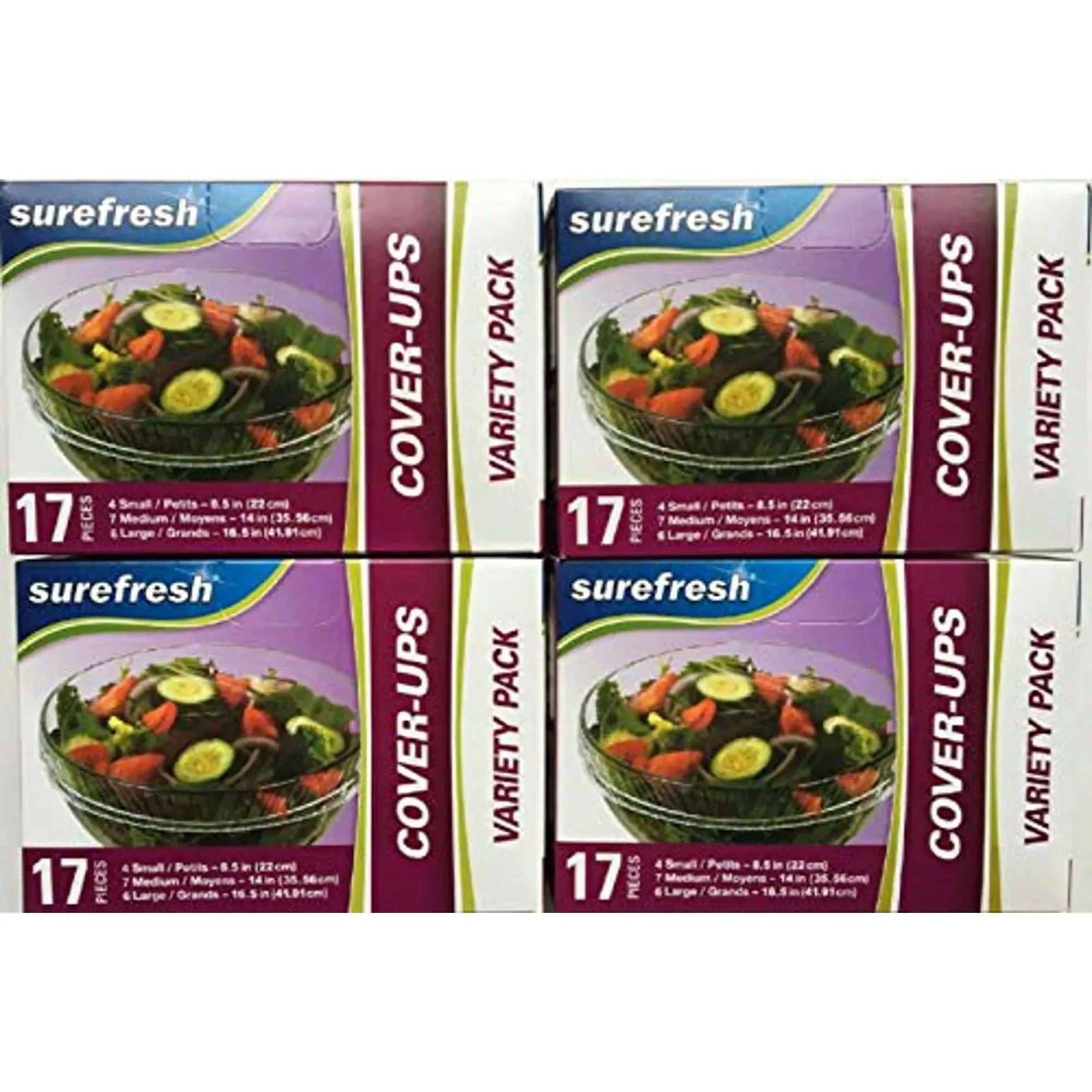 Food Storage Cover-ups, Elastic Stretch-to-cover Variety Packs, 4-pk Set by Surefresh