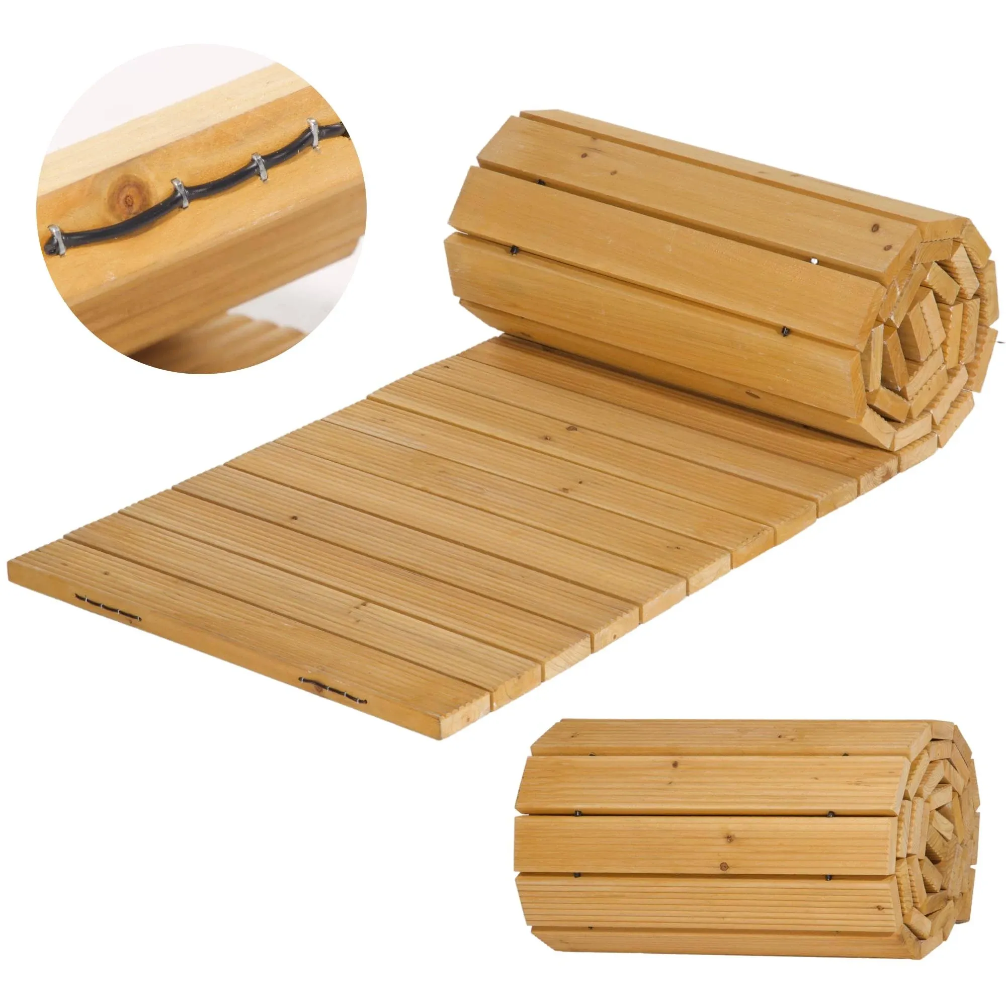 Wooden Garden Pathway 4 Times Reinforced Cord End, Anti-Slip Roll Out Walkway...