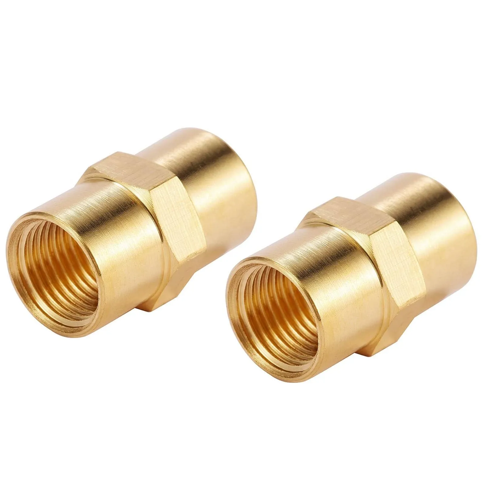 Pack 1/8&#034; x 1/8&#034; NPT Coupler, Brass Female Pipe 1/8&#034; x 1/8&#034; NPT Female 2