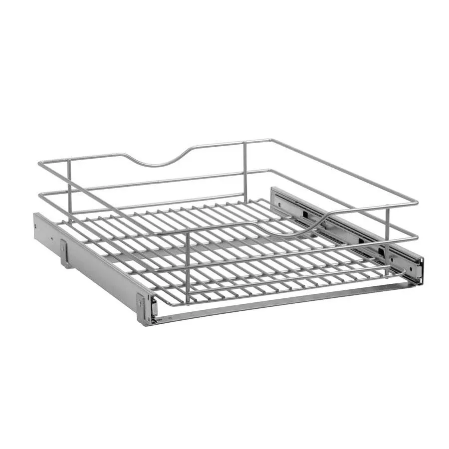 Simply Put 17&quot; Single Tier Pullout Basket with Soft-Close Frosted Nickel Knape and Vogt SP-MUBSC-17-FN