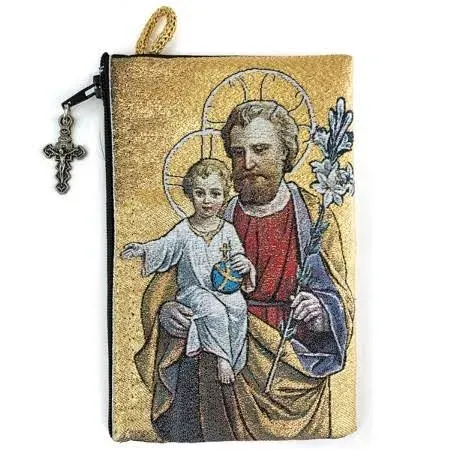 Saint Joseph and Baby Jesus Rosary Pouch