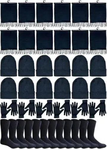 12 Pack Bulk Mens Winter Kit For Adults, Donating Homeless Packs