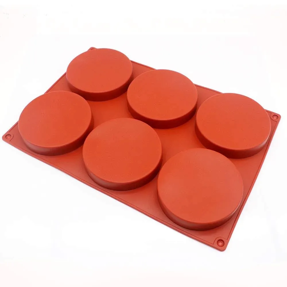 STARUBY 6-Cavity Large Cake Molds Silicone Round Disc Resin Coaster Mold Non ...