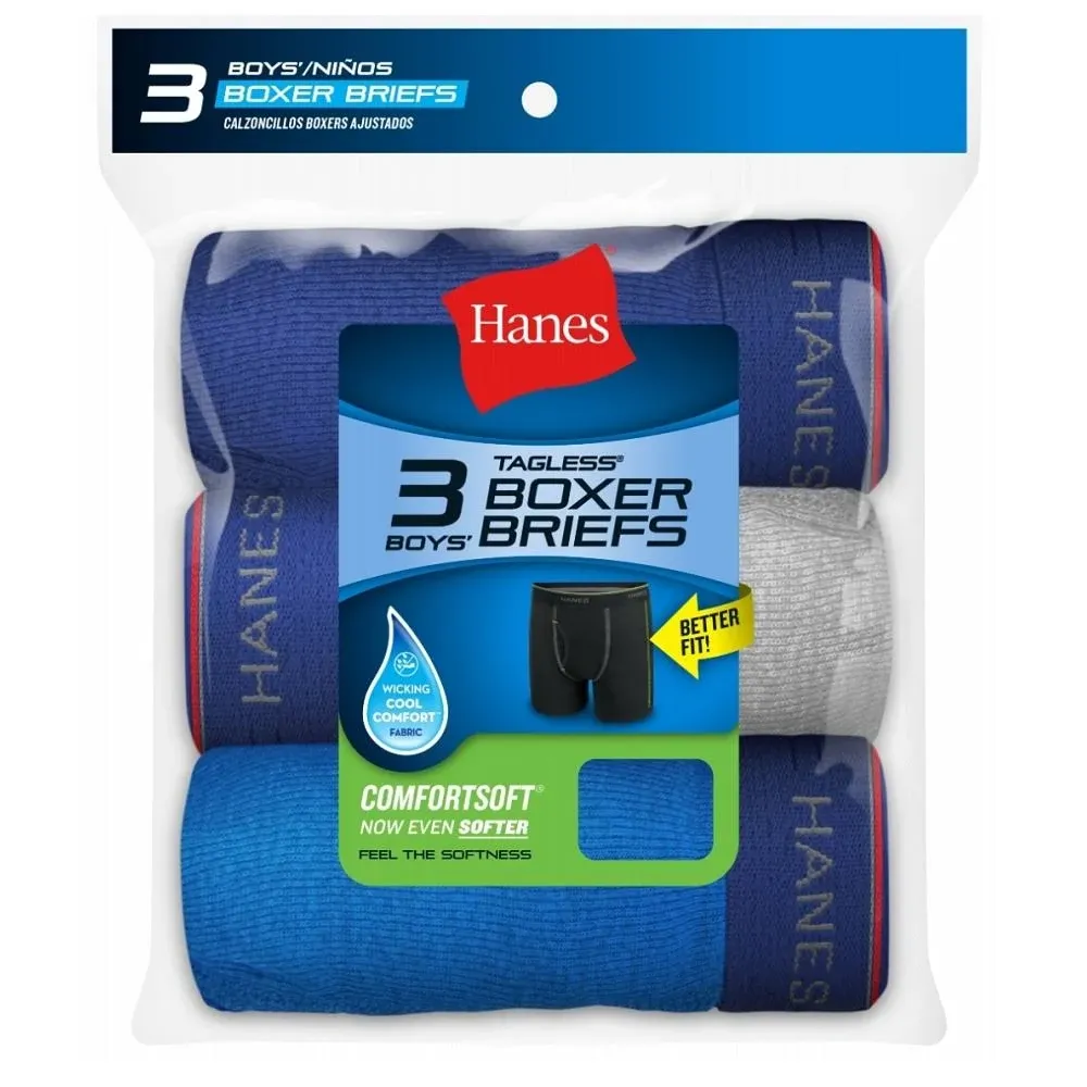 Hanes Boys' Boxer Briefs - 3 Pack - Assorted - Medium