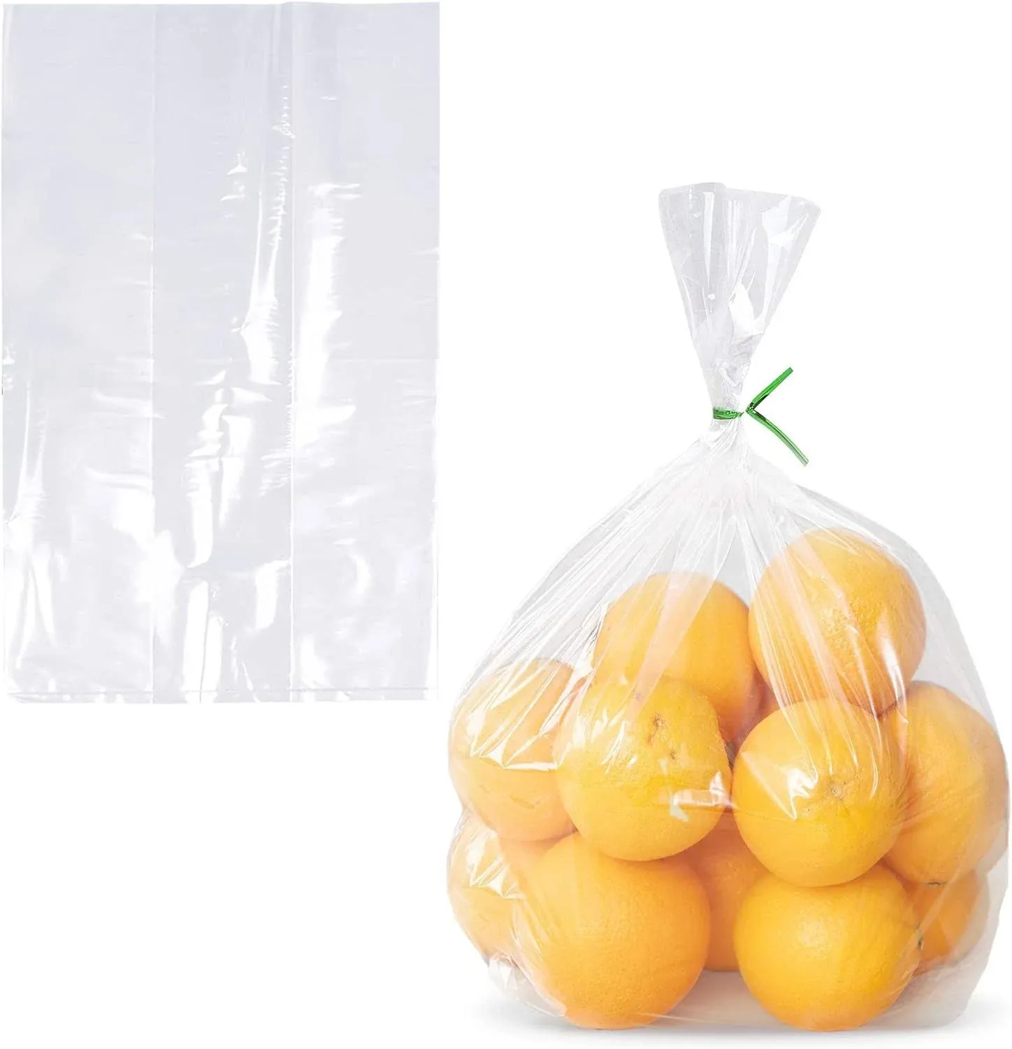 APQ Clear Gusseted Poly Bags, 10 x 8 x 20 Inches. Pack of 100 Waterproof Flat Bottom Gusseted Plastic Bags with Open Top. 2 Mil Thick Party Clear Plastic Bags for Packaging Popcorn, Cookies, Bread