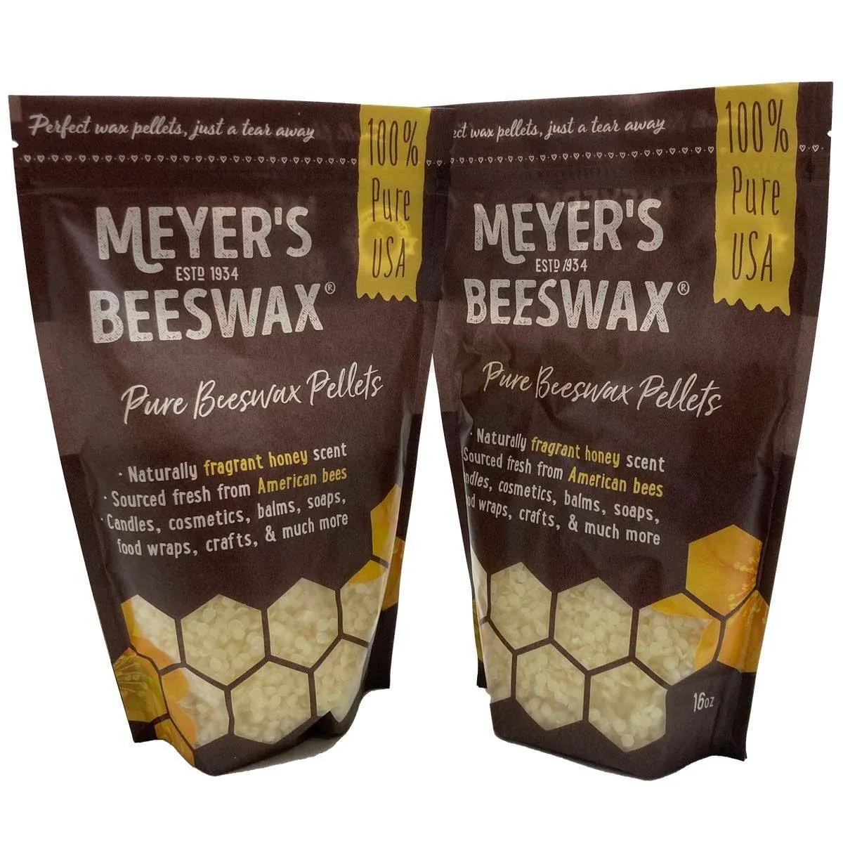 Meyer's 100% Pure Domestic USA Beeswax, Not Imported, Chemical Free Triple ...