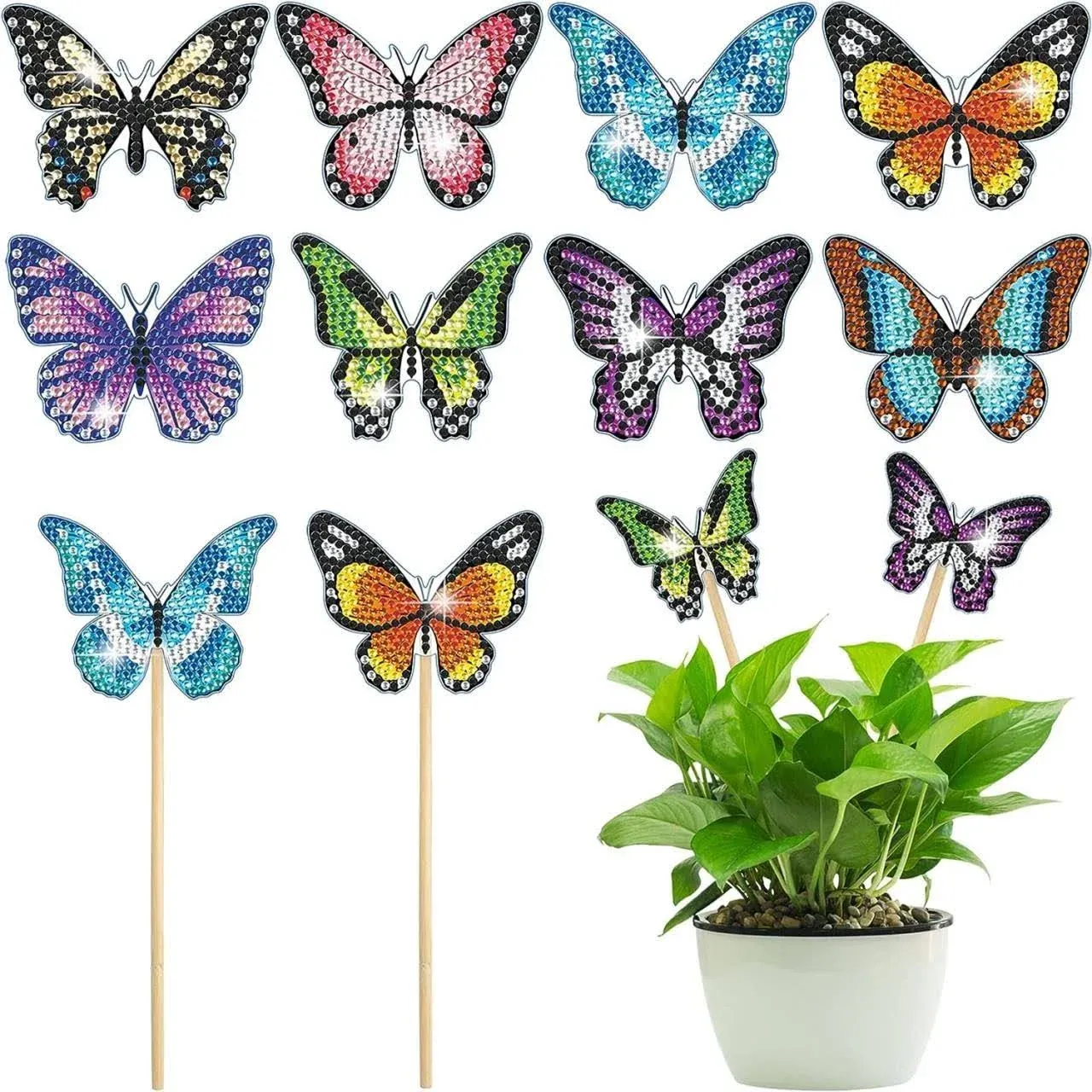 8 Pcs Butterfly Diamond Painting Kits, Diamond Art Kits for Garden Decor, But...