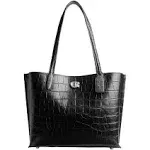 Coach Willow Croc Embossed Tote - Black