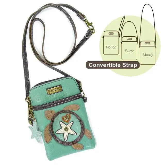 CHALA Cell Phone Crossbody Purse-Women PU Leather/Canvas Multicolor Handbag with Adjustable Strap