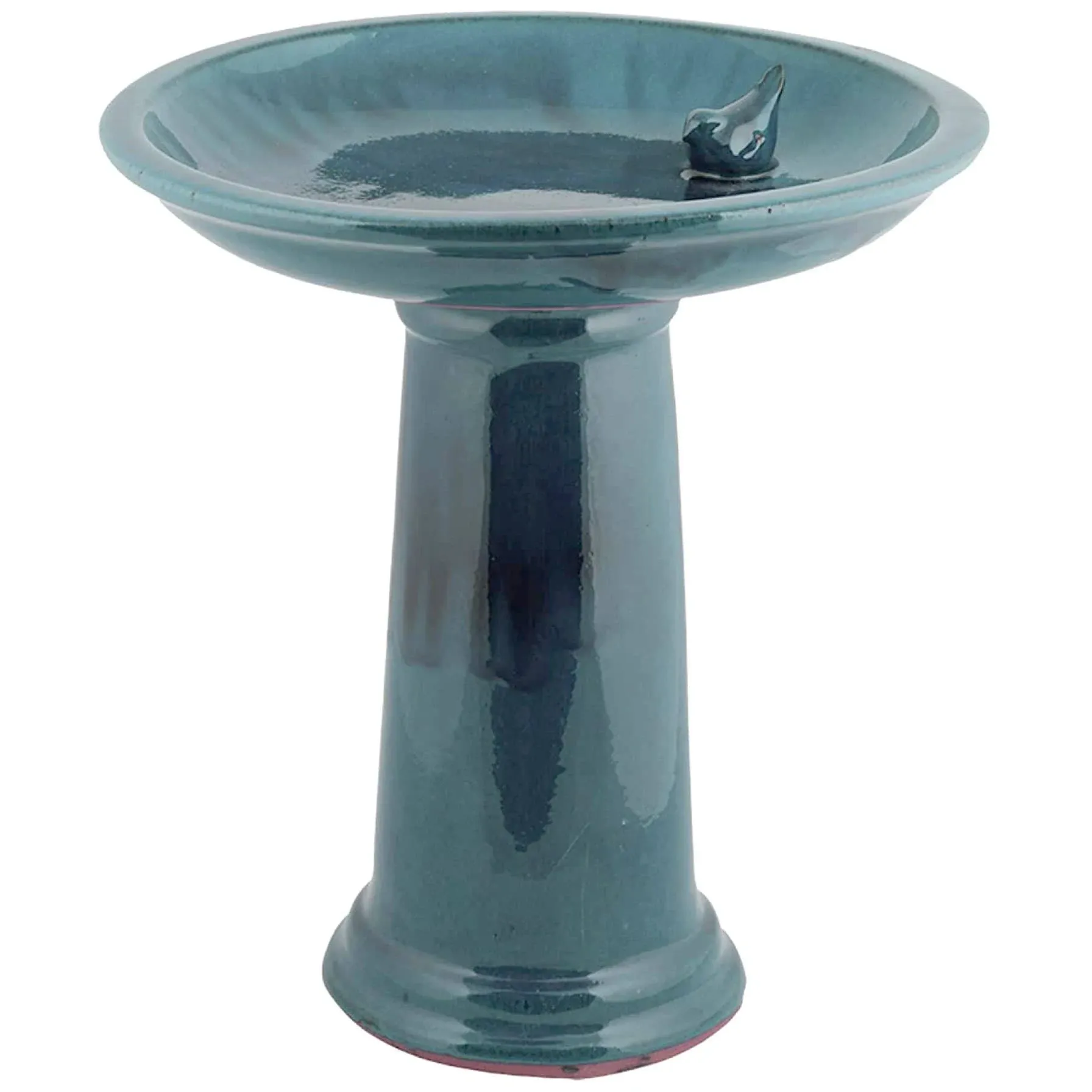 Esschert Design FB422 Bath on Pedestal with Bird Ceramic Blue