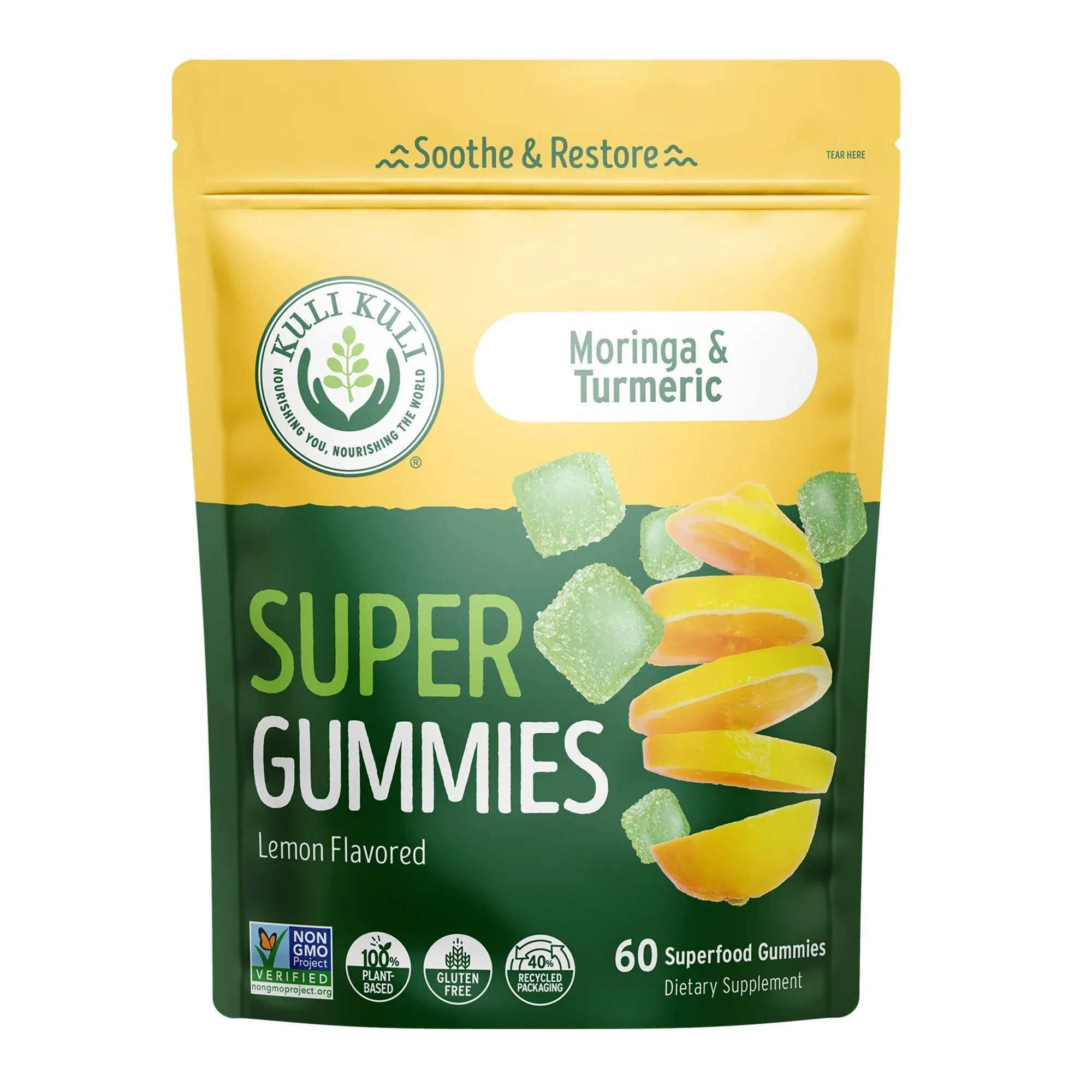 Kuli Kuli Moringa &amp; Turmeric Energy Super Gummies\xa0Lemon 60 Count* Exp 7/24*