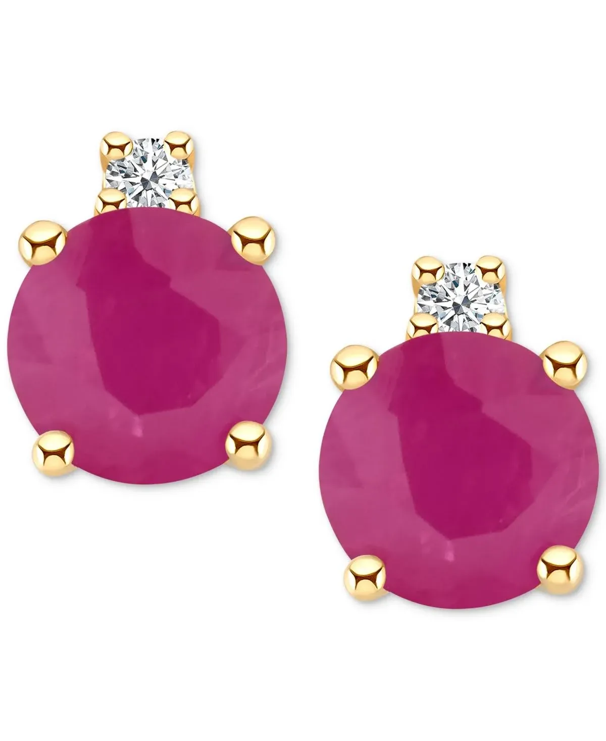 Ruby (1-1/5 Ct. T.w.) Stud Earrings In 14k White Gold. Also Available In 14k Yellow Gold In Ruby,white Gold