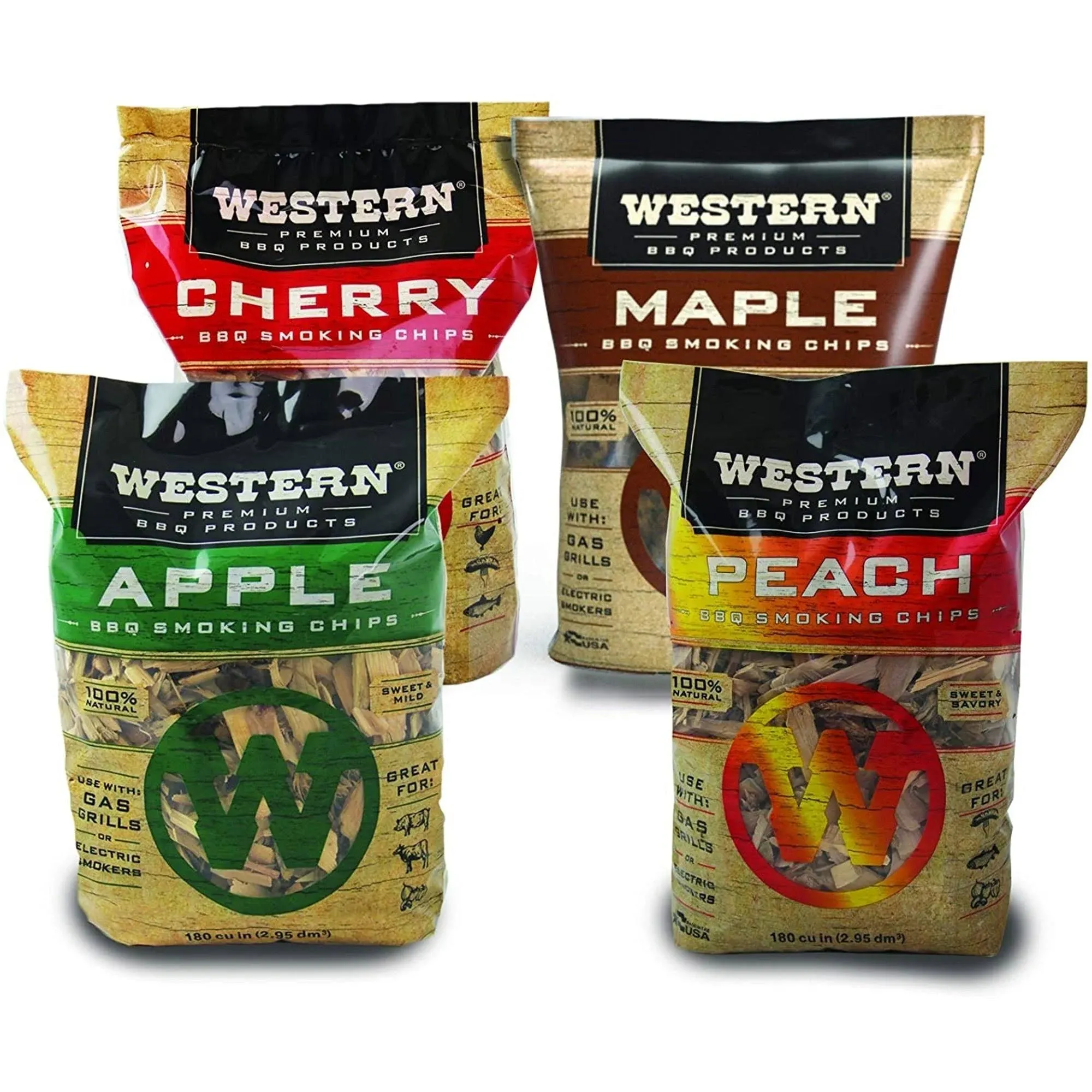 Western Premium BBQ Products BBQ Smoking Chips, Variety Pack (4 Pack)