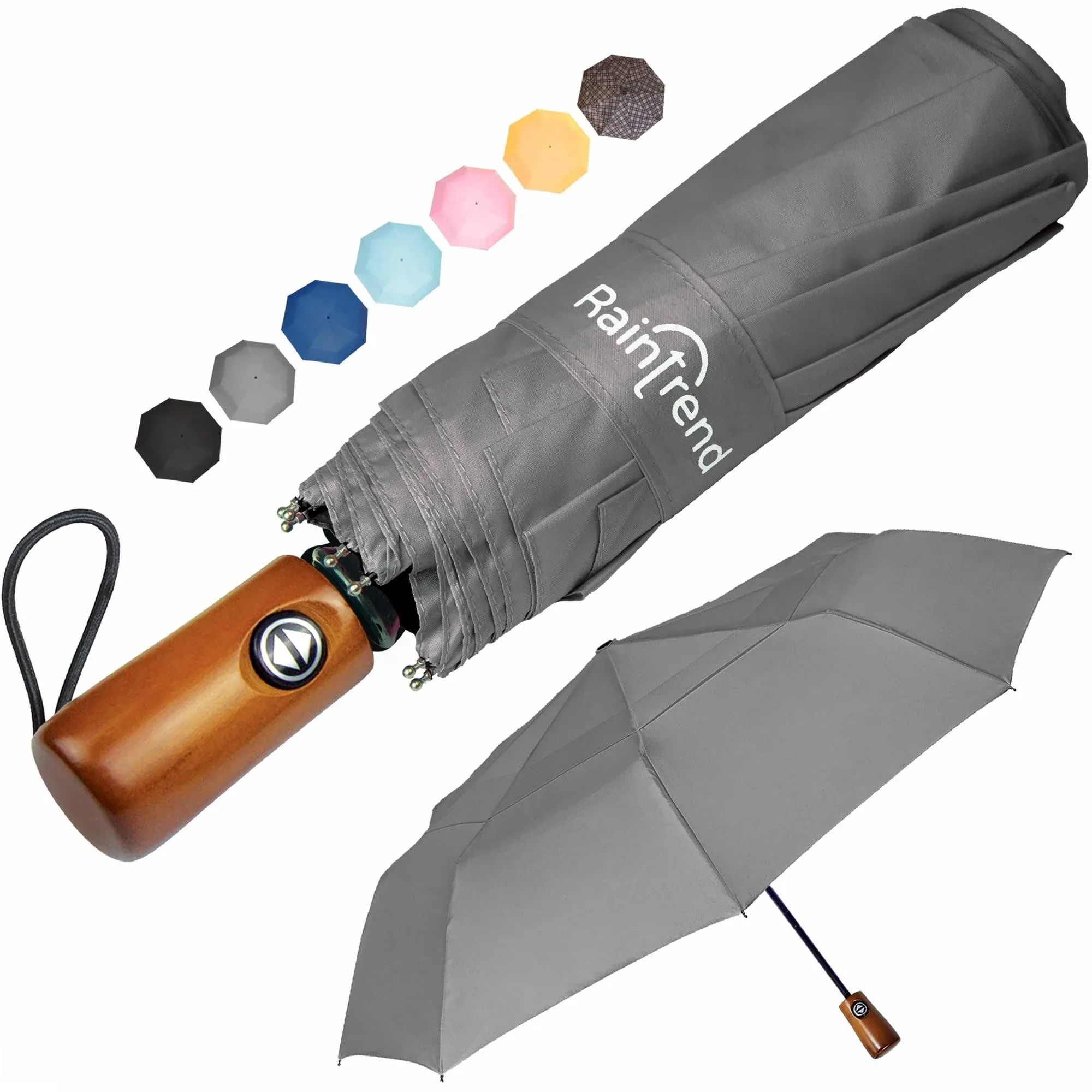 Premium Umbrella Windproof Travel Umbrellas for Rain - Compact Small Portable Folding Automatic Strong Wind Resistant Large Double Canopy, Womens Mens Umbrella for Backpack Car Purse