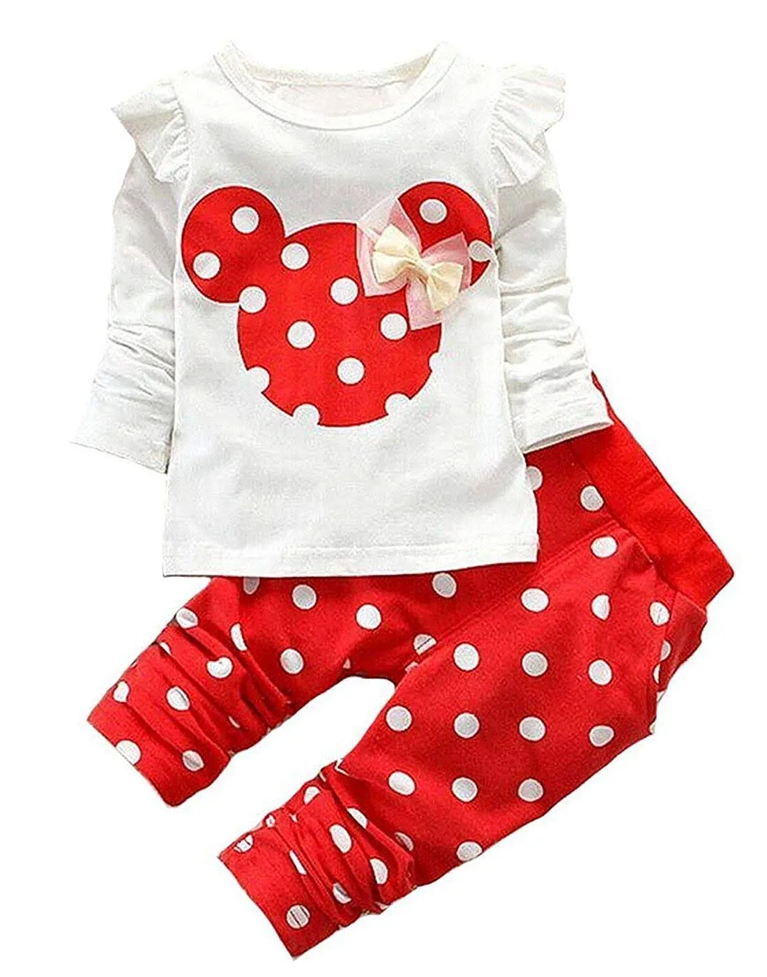 Baby Girl Clothes, 3 Pieces Long Sleeved Cute Toddler Infant Outfits Kids Tops and Pants Set