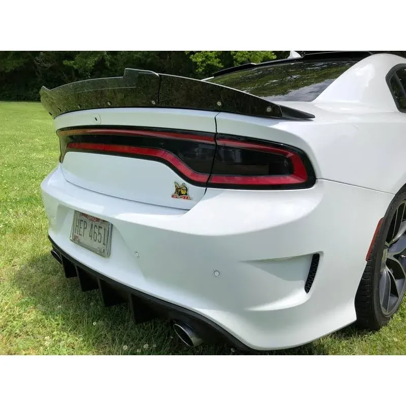 PSDesigns - Venom Series PSDesigns V2 Charger 2 Piece Wickerbill Spoiler 2015-2021 SRT Hellcat Scat Pack with Rivnut Tool, Gloss Black