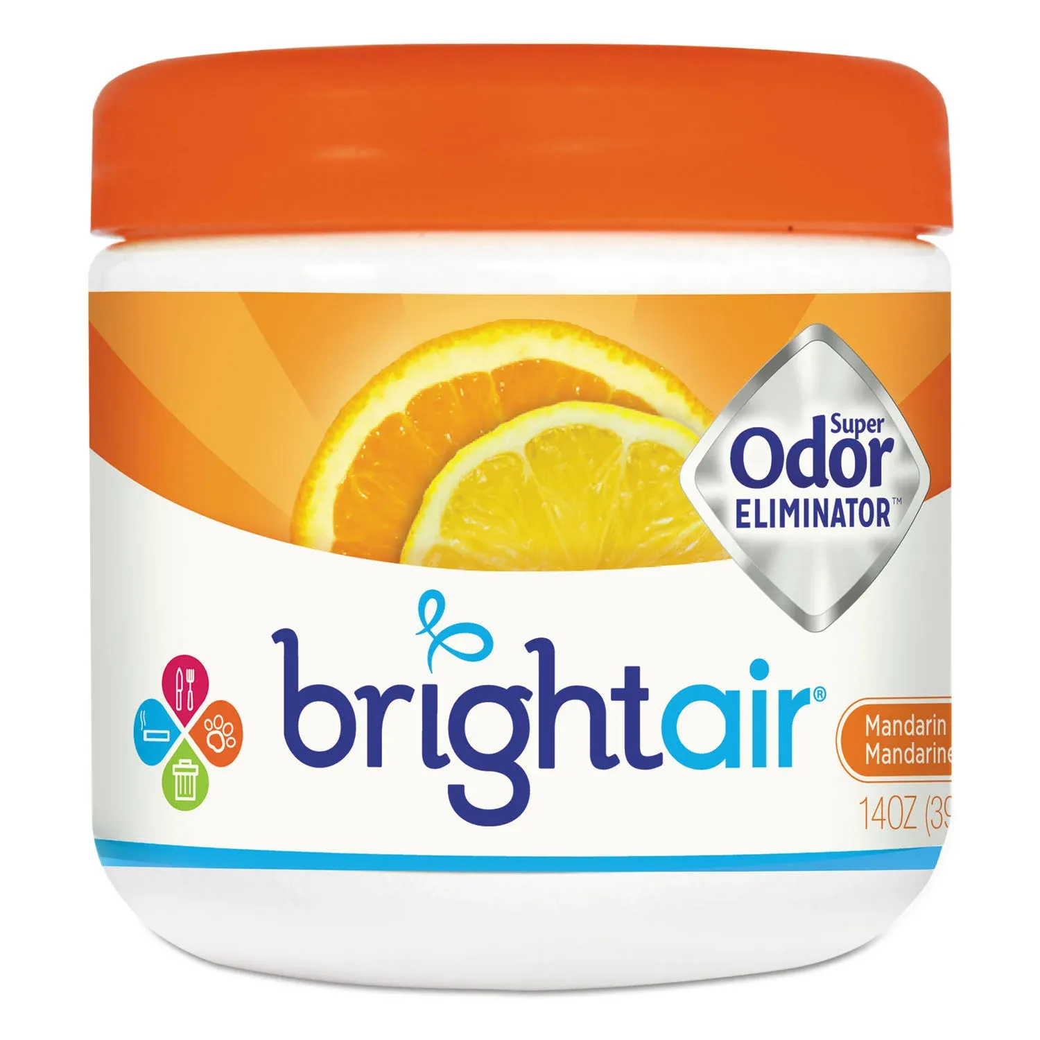 Bright Air Super Odor Eliminator, Mandarin Orange and Fresh Lemon, 14 oz, 6/Carton