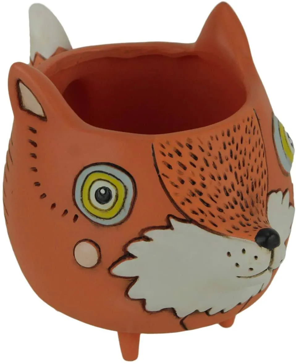 Allen Designs Orange Baby Fox Indoor Outdoor Decorative Planter Pot