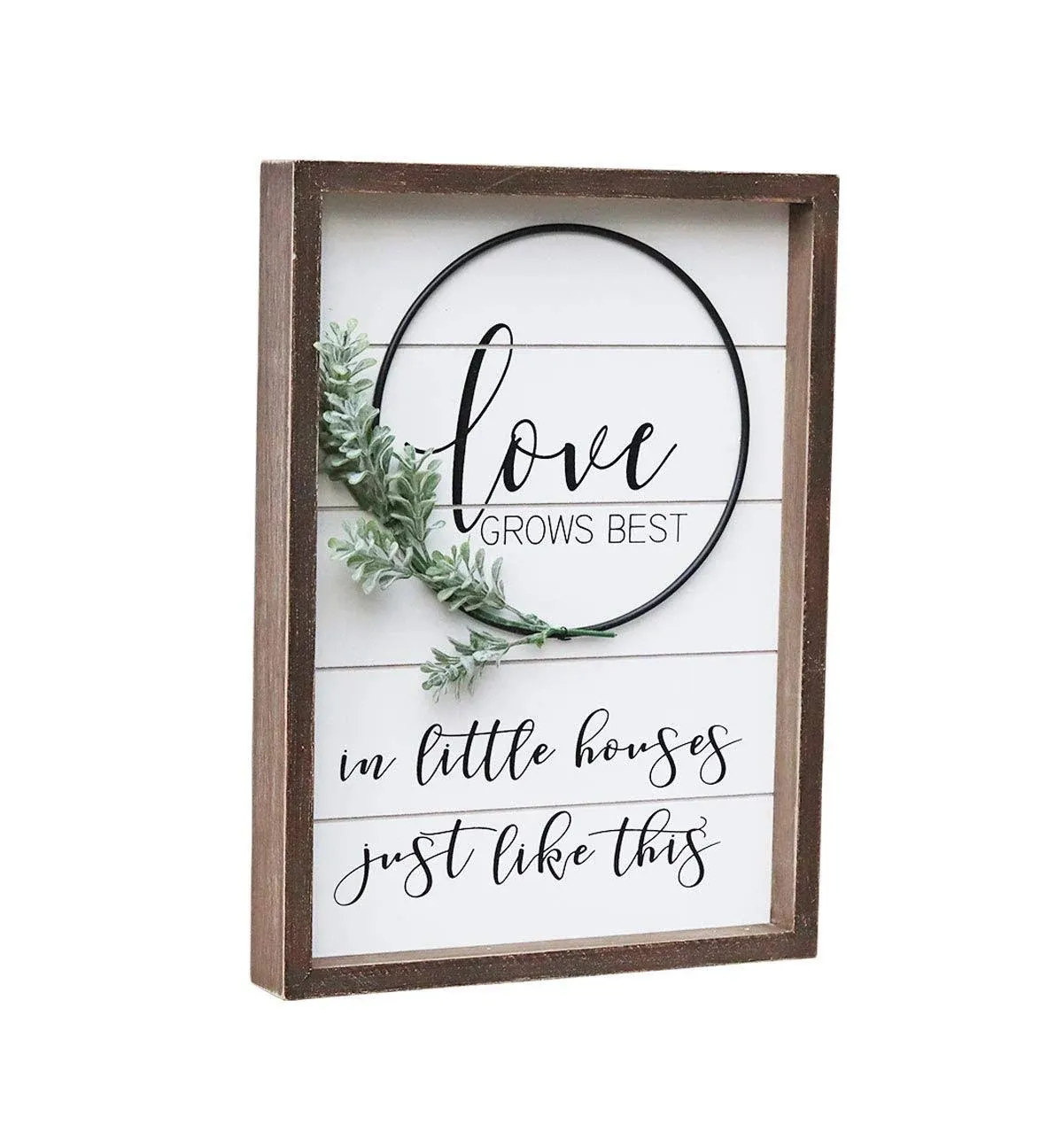 Love Grows Best in Little House Just Like This Rustic Framed Wood Wall Decorative ...