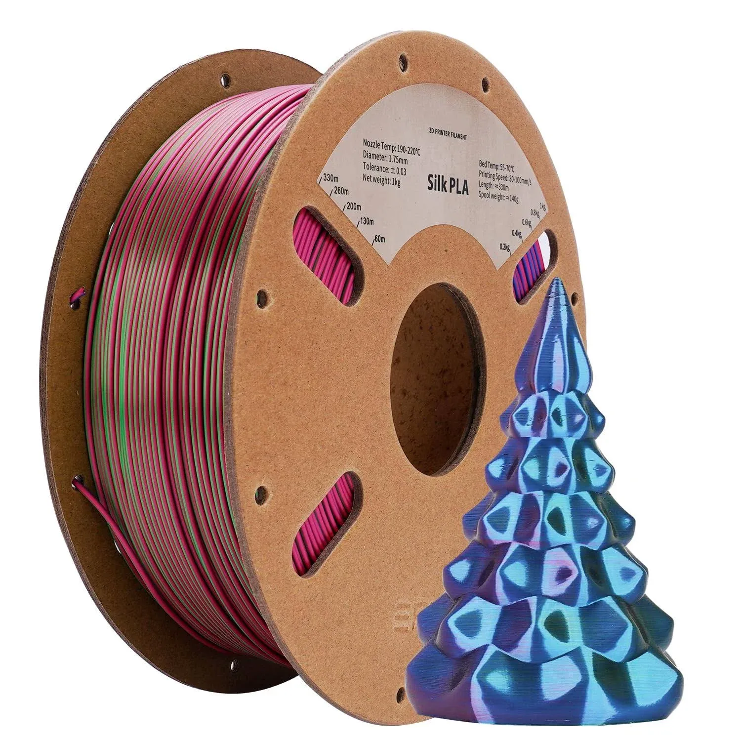 Silk PLA Filament 1.75mm, ENISINA Silk Tri Color Filament Clog-Free for 3D ...