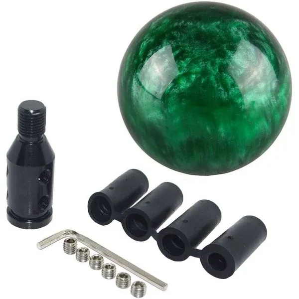 Pursuestar Green Nebula Cloud Round Ball Gear Shift Knobs, Universal Automatic Manual Shifter Knob + Aluminum Adapter, Stick Shift Knob Head Cover Handle Ball with Adapter 12x1.25mm Fit Most Vehicles