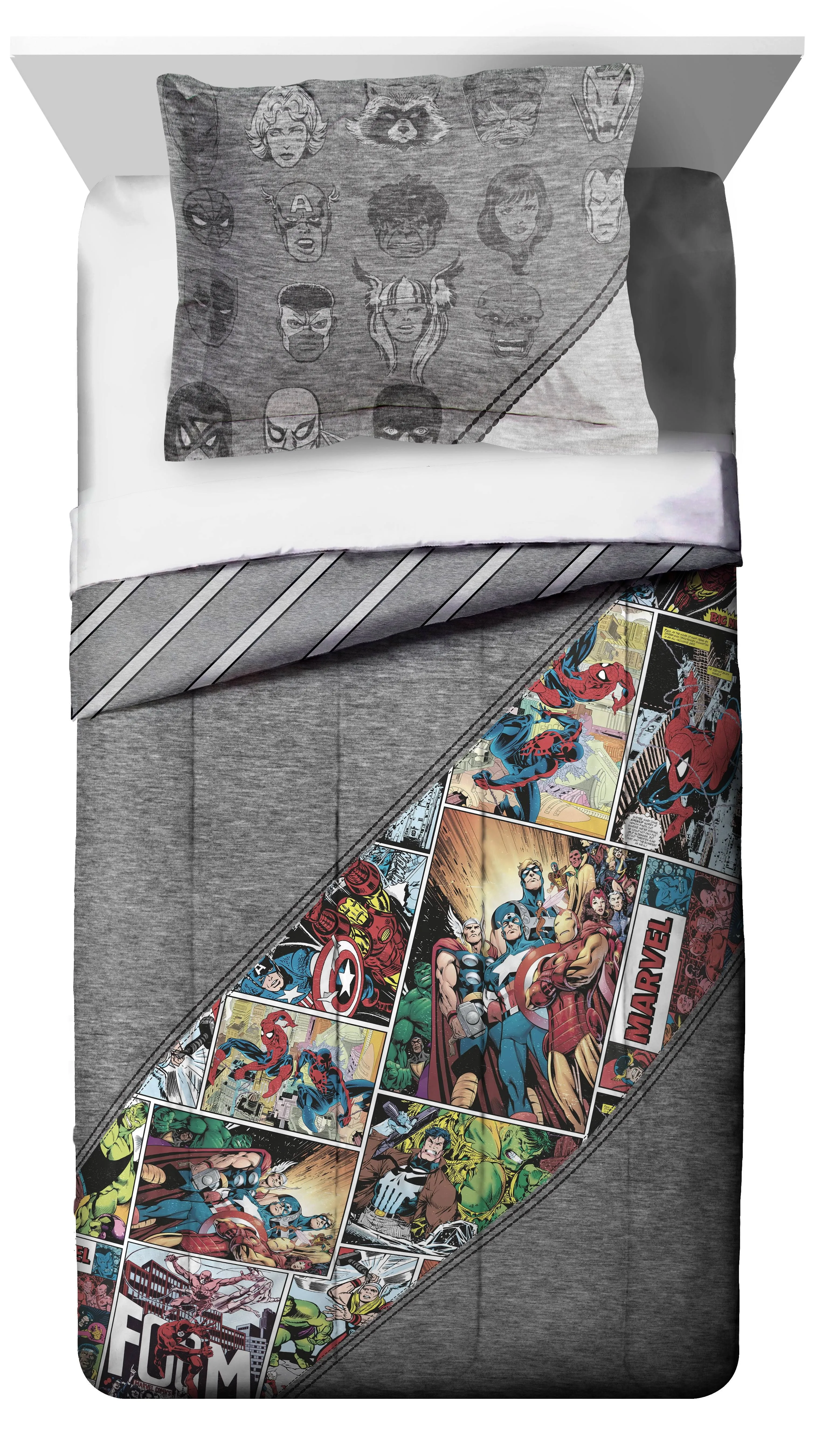 Jay Franco Marvel Comics 80th Anniversary Twin Comforter &amp; Sham Set - Super Soft