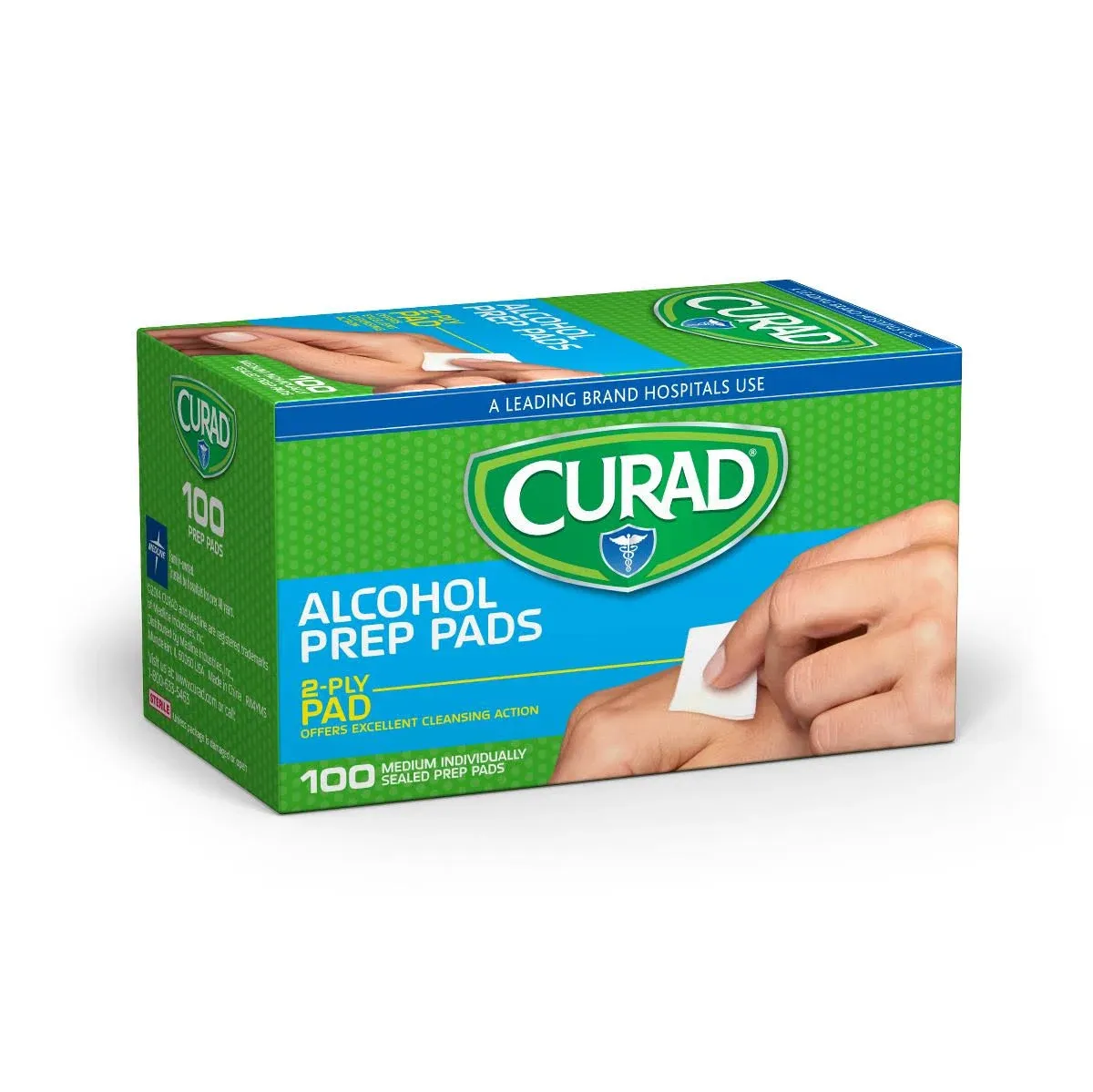 Curad Medium 2-Ply Sterile Alcohol Prep Pad, 100/Box