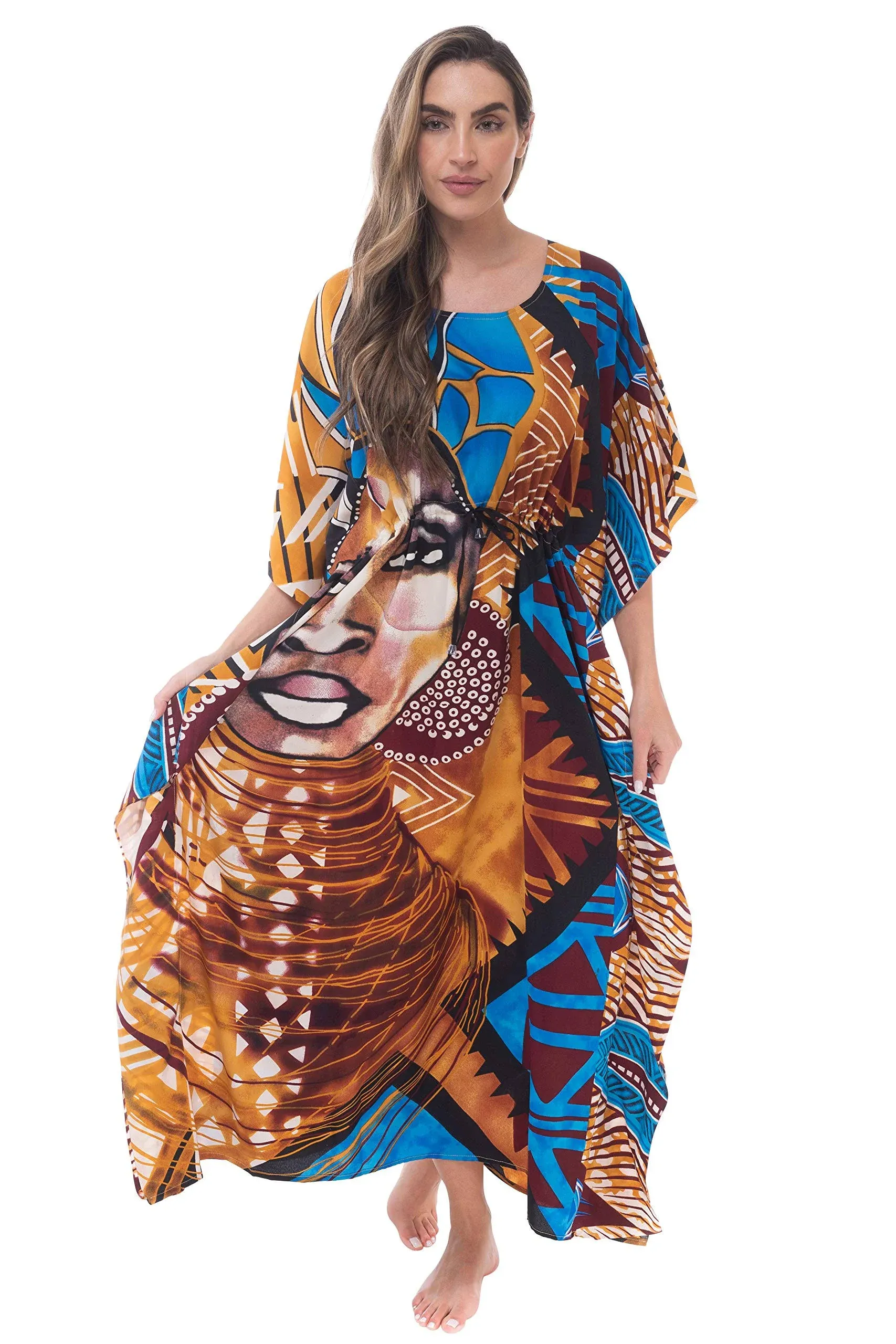 Riviera Sun African Print Dashiki Maxi Caftan for Women