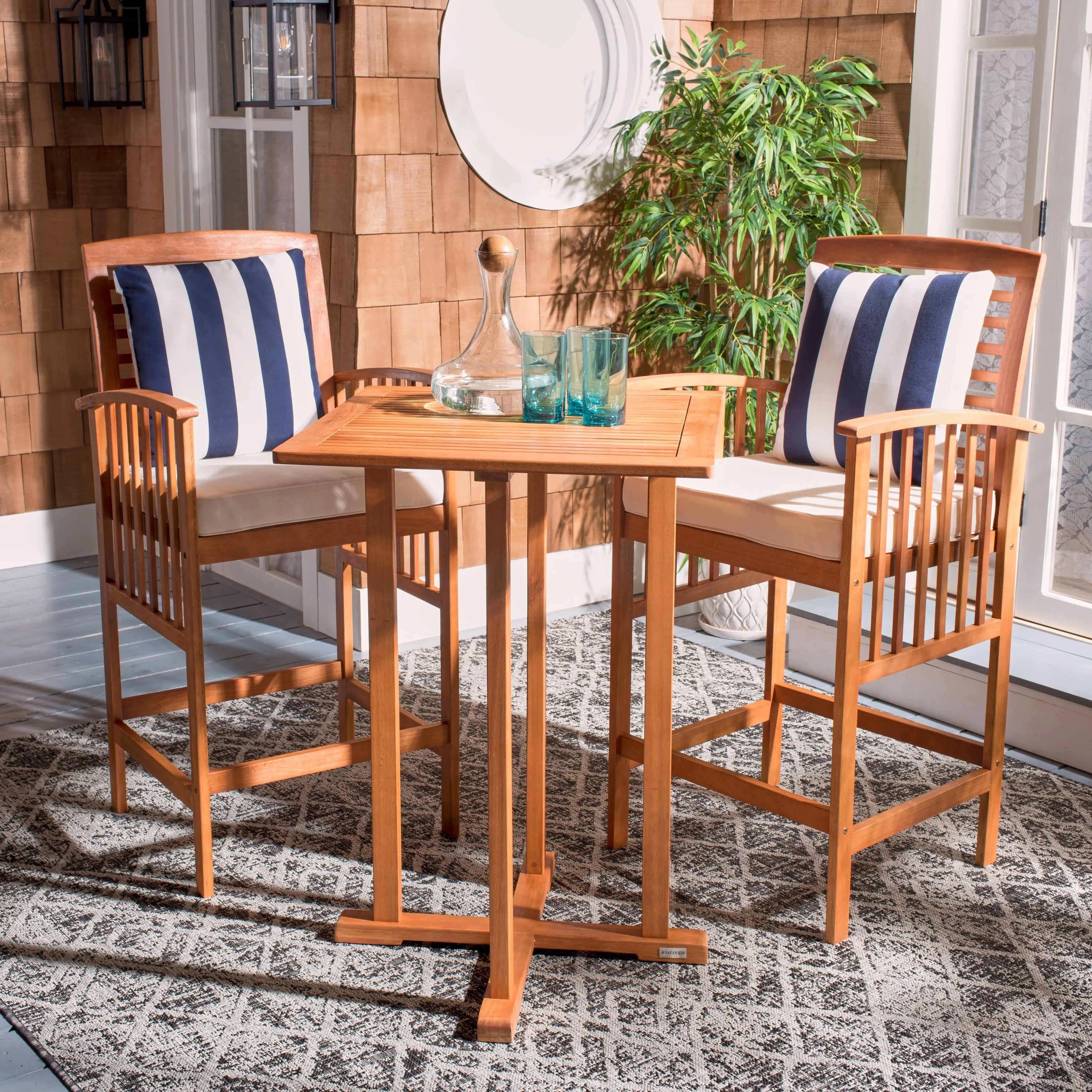 SAFAVIEH Outdoor Collection Pate 3-Piece Bar Table Bistro Set