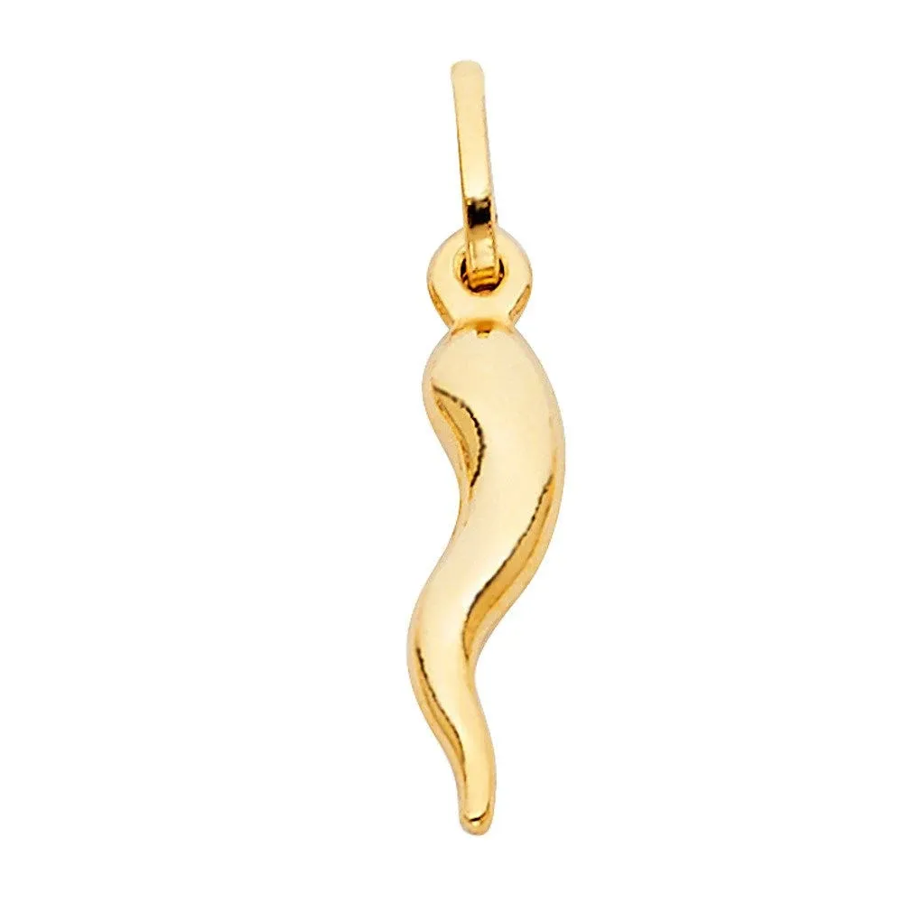 GOLD - 14K Yellow Gold Cornicello Italian Horn Pendant