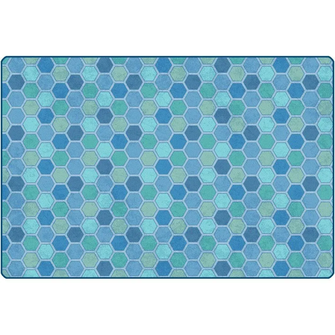 Carpets for Kids 61914 Honeycomb Pattern Decorative Kids Teen Room Rug 4ft x 6ft Rectangle Blue