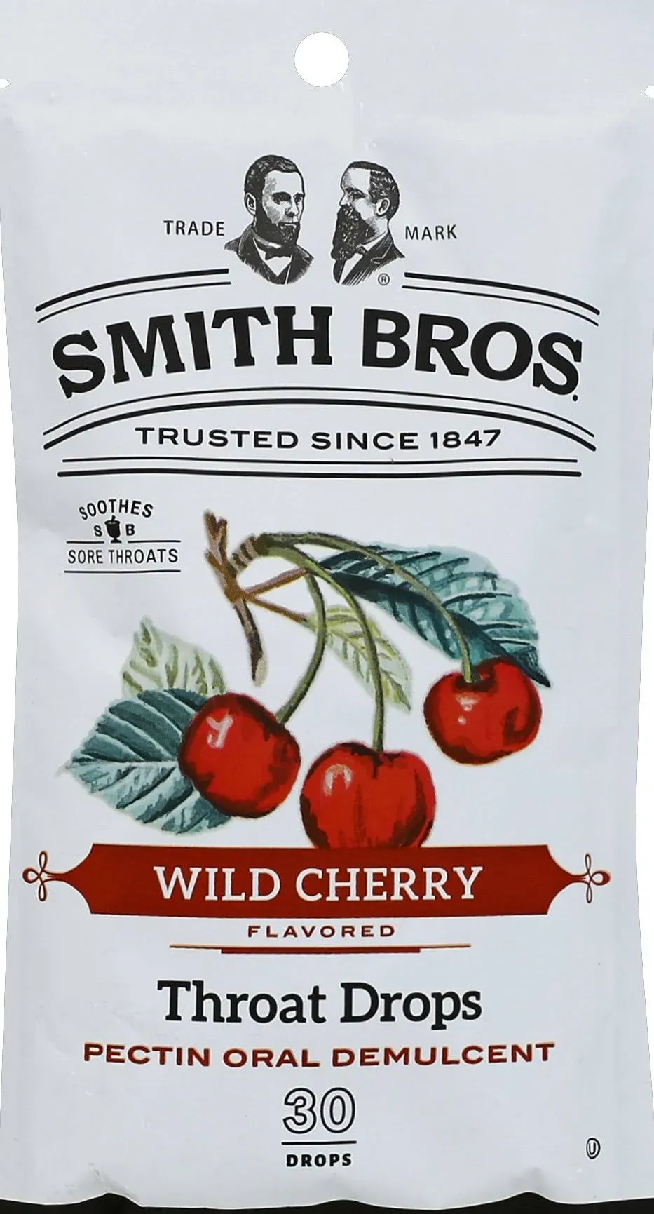 Smith Bros Wild Cherry Flavored Throat Drops 30 Drops