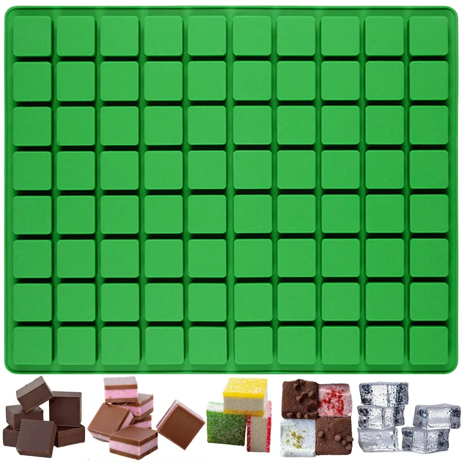 Square Silicone Molds for Chocolate, 80-Cavity Square Caramel Candy Silicone Molds for Hard Candy Pralines Gummy Jelly Whiskey Ice Cube Grid Chocolate Molds