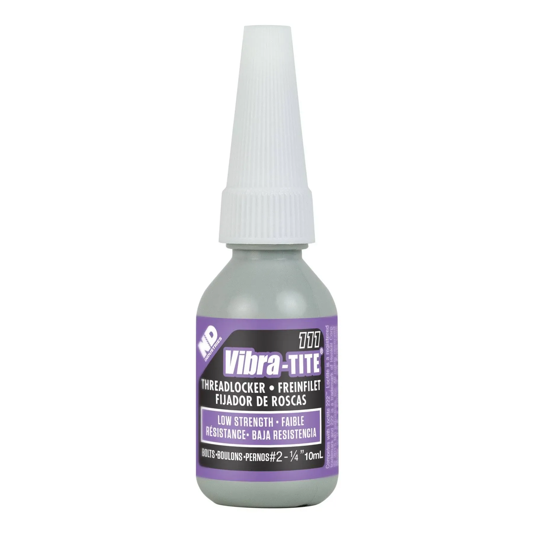 VIBRA-TITE Low-Strength Threadlocker: 111, Purple, 0.34 fl oz, Bottle, 1 EA, Purple – Low Strength