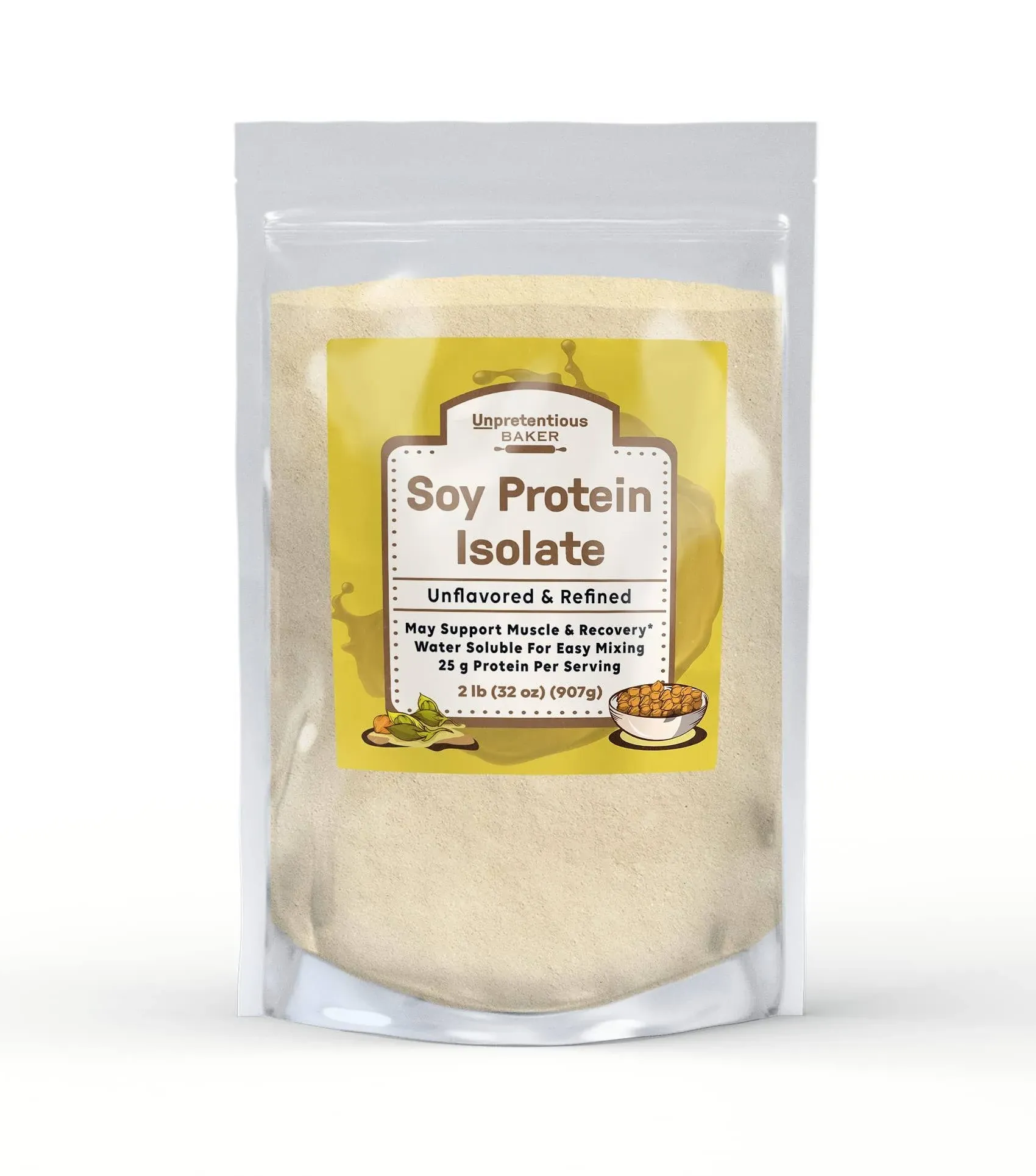 Unpretentious Baker Soy Protein Isolate (2 lb), Good Source of Protein & Iron, Smoothies, Shakes