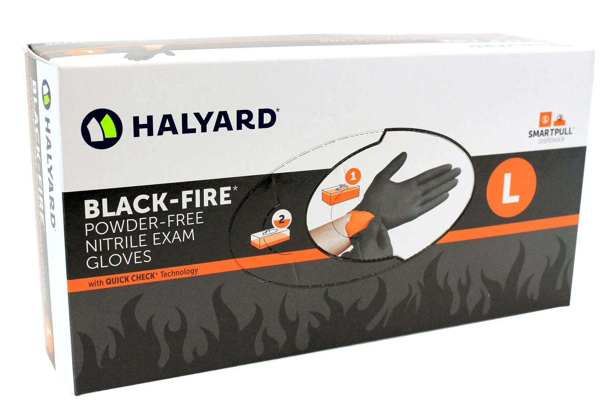 Halyard Black-Fire* Nitrile Exam Gloves, Powder-Free, 5.5 mil, Large, 44758 (Box of 150), adult Unisex, Size: One Size