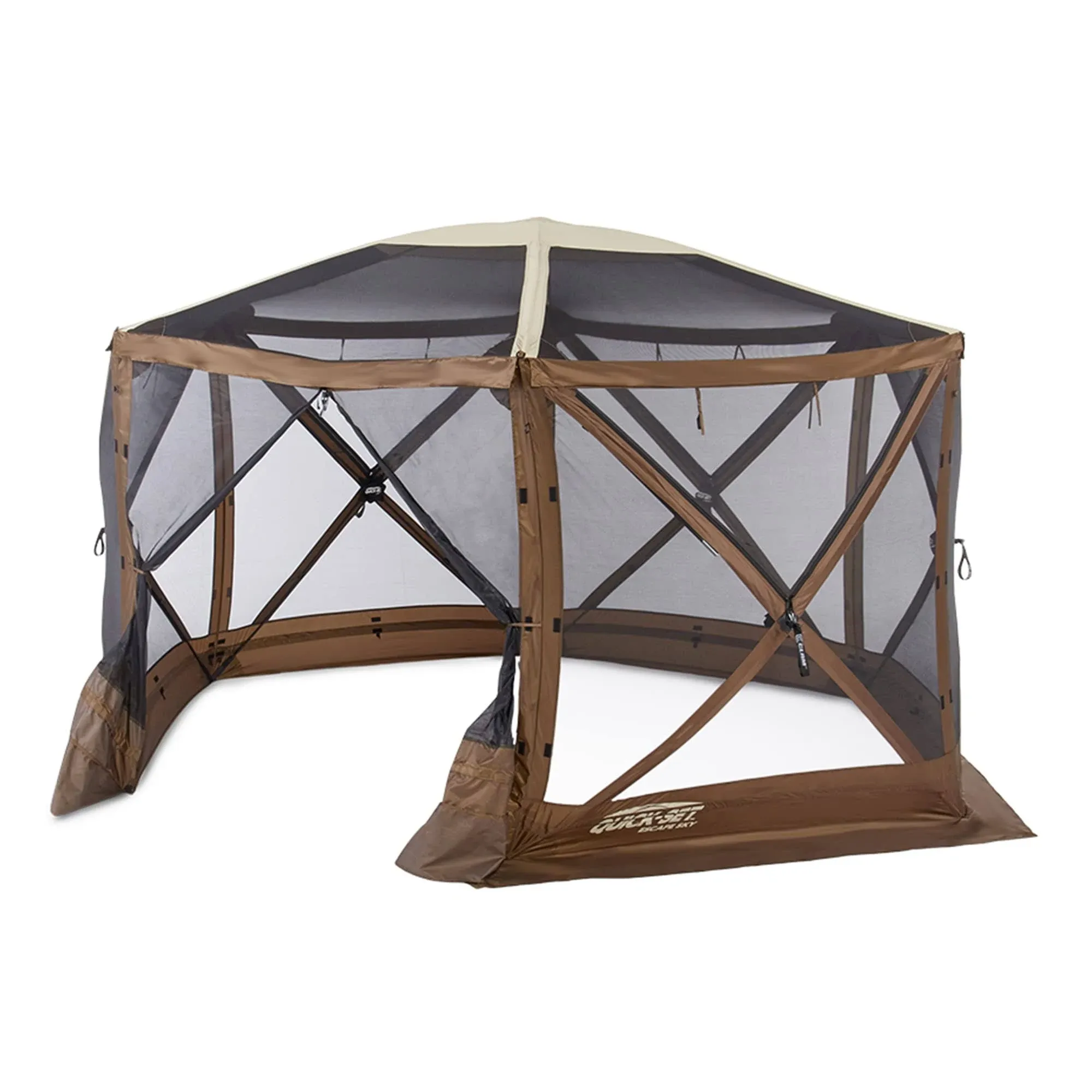 Quick-Set Escape Sky 6-Sided Shelter with Screen Roof &amp; Sides - Brown