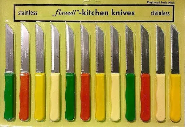 Fixwell Stainless Steel Multi Purpose Knives, 12 pcs, RED GREEN