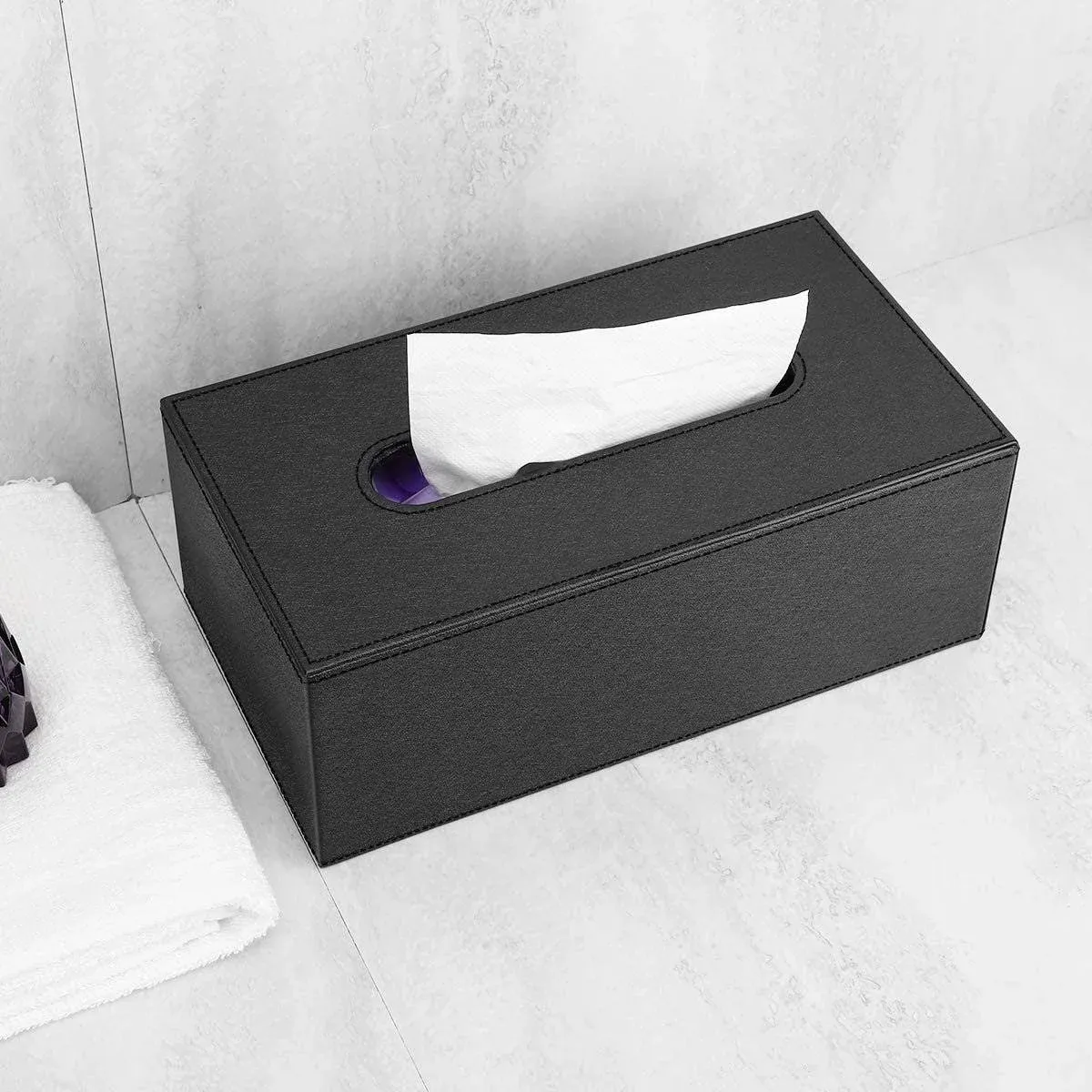 Luxspire Rectangular PU Leather Tissue Box Cover Holder, Facial Tissue Box Cover ...